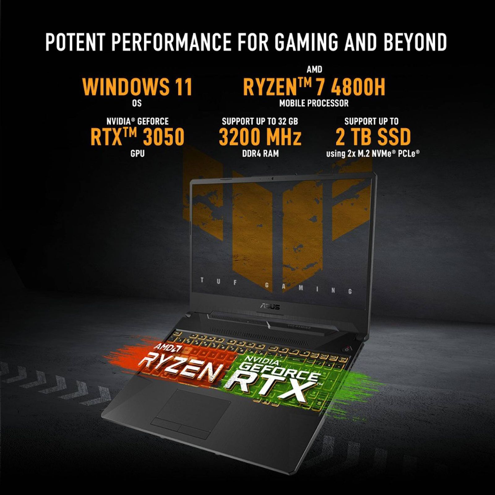 ASUS TUF A17 FA706ICB-HX061W AMD Ryzen 7 (17.3 inch, 8GB, 512GB, Windows 11 Home, NVIDIA GeForce RTX 3050, IPS Display, Graphite Black, 90NR0675-M005A0) ASUS TUF A17 FA706ICB-HX061W AMD Ryzen 7 (17.3 inch, 8GB, 512GB, Windows 11 Home, NVIDIA GeForce RTX 3050, IPS Display, Graphite Black, 90NR0675-M005A0)_14