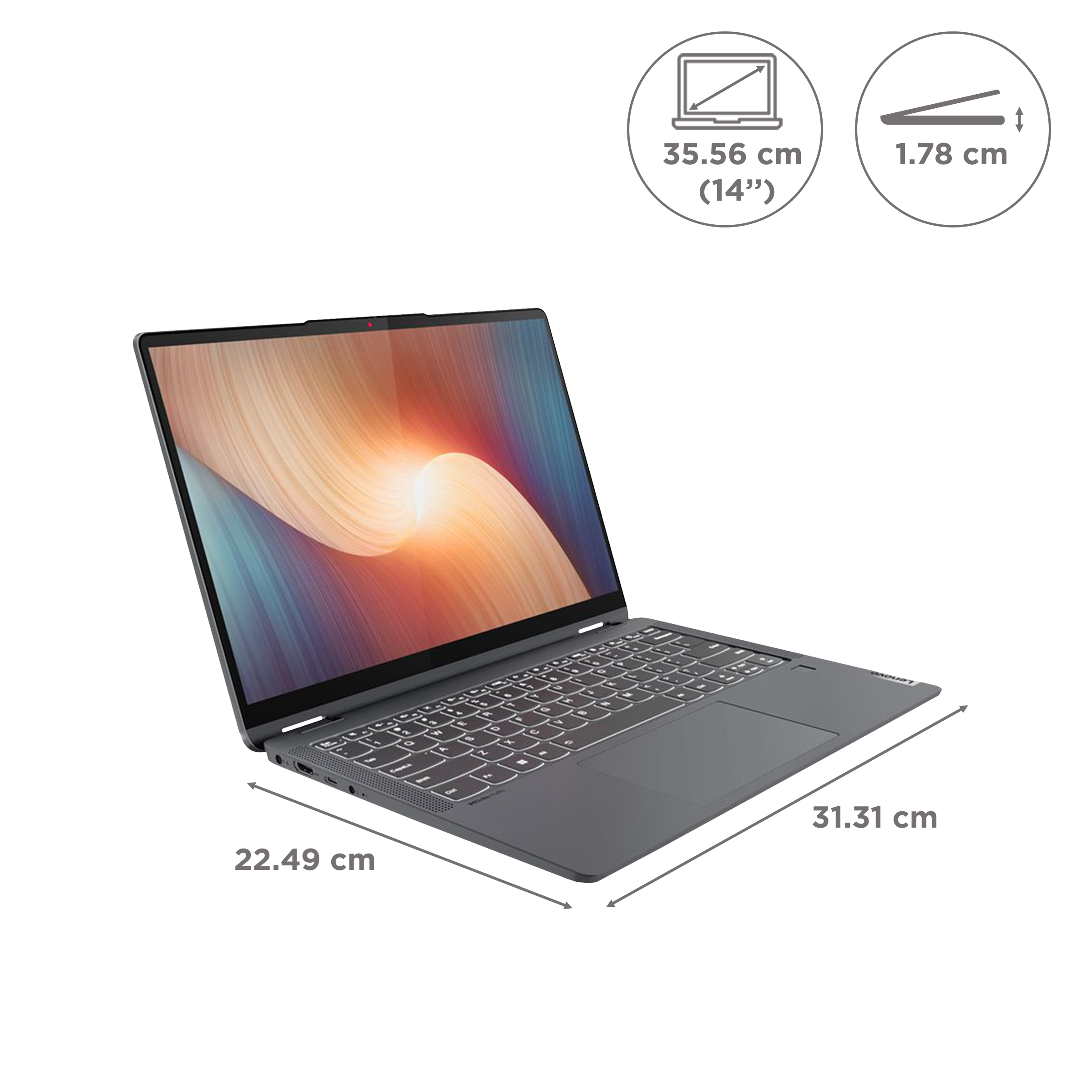 Lenovo IdeaPad Flex 5 14ALC7 8FIN AMD Ryzen 5 (14 inch, 16GB, 512GB, Windows 11, Microsoft Office 2021, AMD Radeon, FHD IPS Display , Graphite Grey, 82R9008FIN)_2