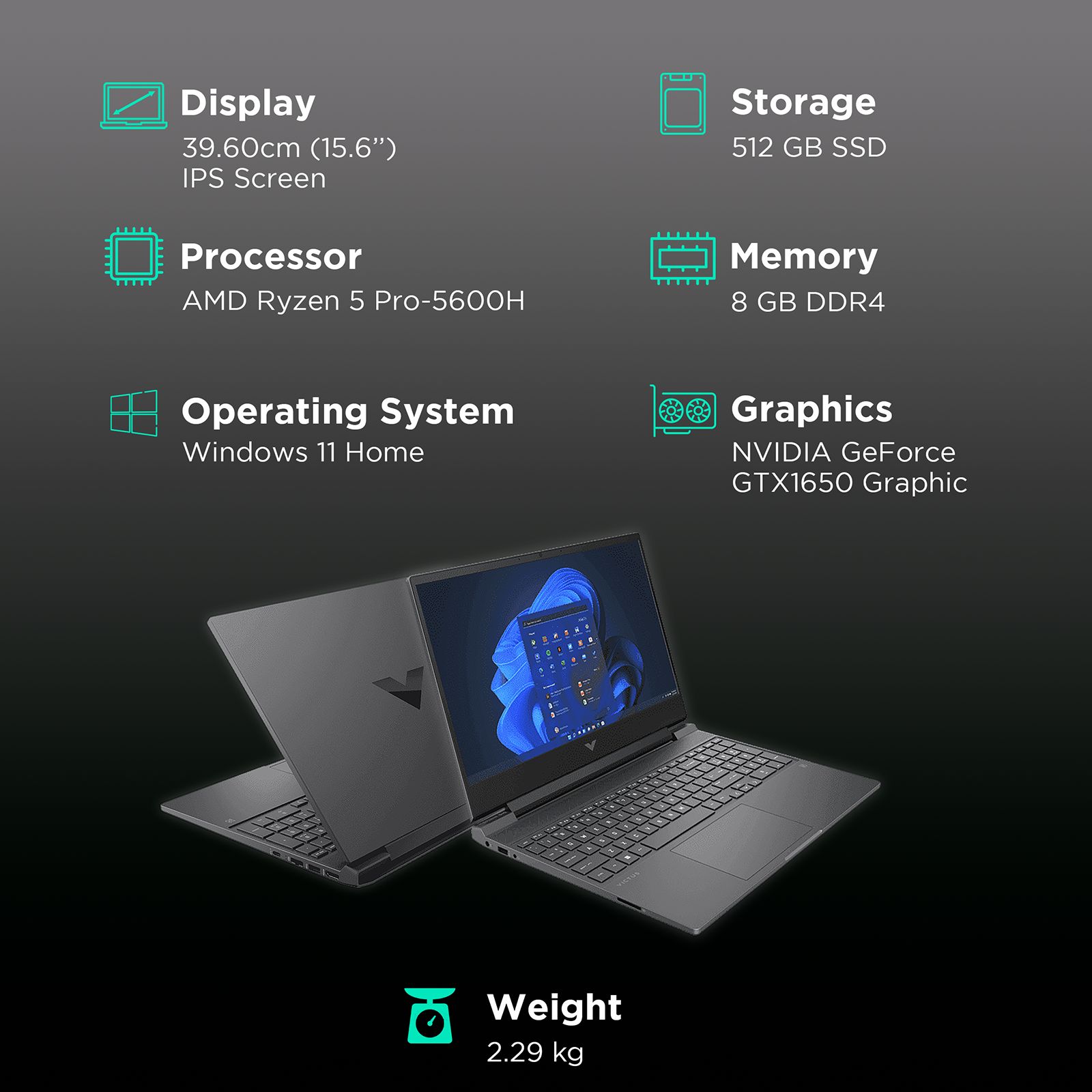HP Victus (Fb0040AX) Ryzen 5 (15.6 inches, 8GB, 512GB, Windows 11 Home, NVIDIA GeForce GTX 1650 + 4GB Graphics, FHD IPS Display, 39.6cm, Mica Silver, 6F9T7PA#ACJ) HP Victus (Fb0040AX) Ryzen 5 (15.6 inches, 8GB, 512GB, Windows 11 Home, NVIDIA GeForce GTX 1650 + 4GB Graphics, FHD IPS Display, 39.6cm, Mica Silver, 6F9T7PA#ACJ)_3