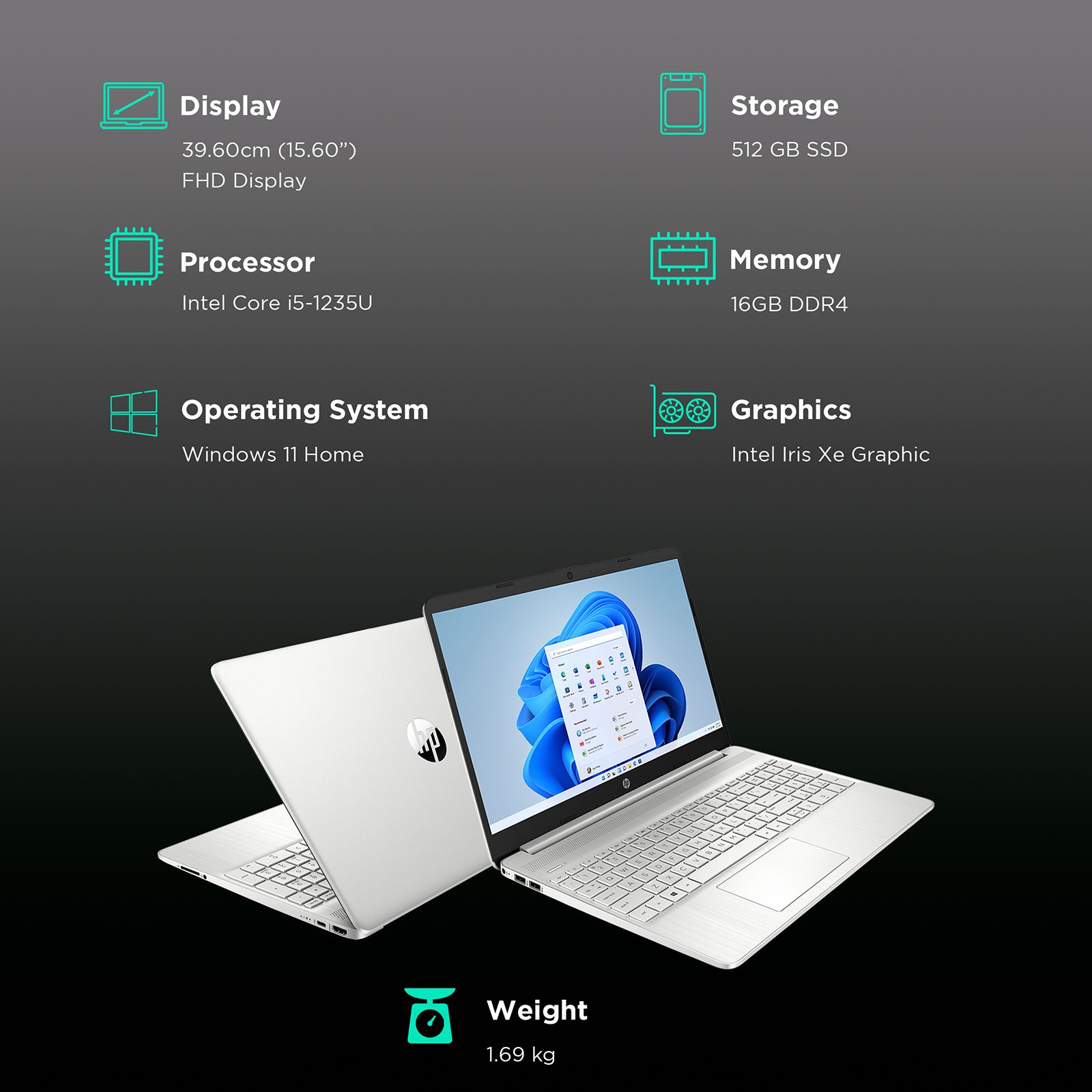 HP 15s-fq5112TU Intel Core i5 12th Gen (15.6 inch, 16GB, 512GB, Windows 11 Home, MS Office Home and Student 2021, Intel Iris Xe Graphics, Full HD Display, Natural Silver, 6Q2M3PA#ACJ) HP 15s-fq5112TU Intel Core i5 12th Gen (15.6 inch, 16GB, 512GB, Windows 11 Home, MS Office Home and Student 2021, Intel Iris Xe Graphics, Full HD Display, Natural Silver, 6Q2M3PA#ACJ)_3