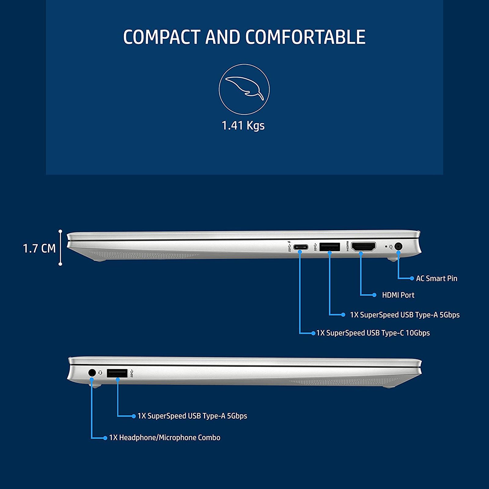 HP Pavilion DV2053TU Intel Core i5 12th Gen (14 Inch, 8GB, 512GB, Windows 11 Home, MS Office Home and Student, Intel UHD Graphics, FHD IPS Display, Natural Silver, 6K9C6PA#ACJ) HP Pavilion DV2053TU Intel Core i5 12th Gen (14 Inch, 8GB, 512GB, Windows 11 Home, MS Office Home and Student, Intel UHD Graphics, FHD IPS Display, Natural Silver, 6K9C6PA#ACJ)_9
