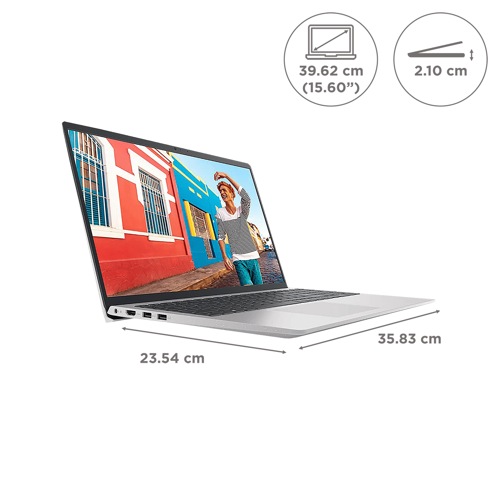 DELL Inspiron 3525 AMD Ryzen 3 5425U Thin & Light Laptop (8GB, 512GB SSD, Windows 11 Home, 15.6 inch Full HD WVA AG Display, MS Office 2021, Platinum Silver, 1.68 KG)_2
