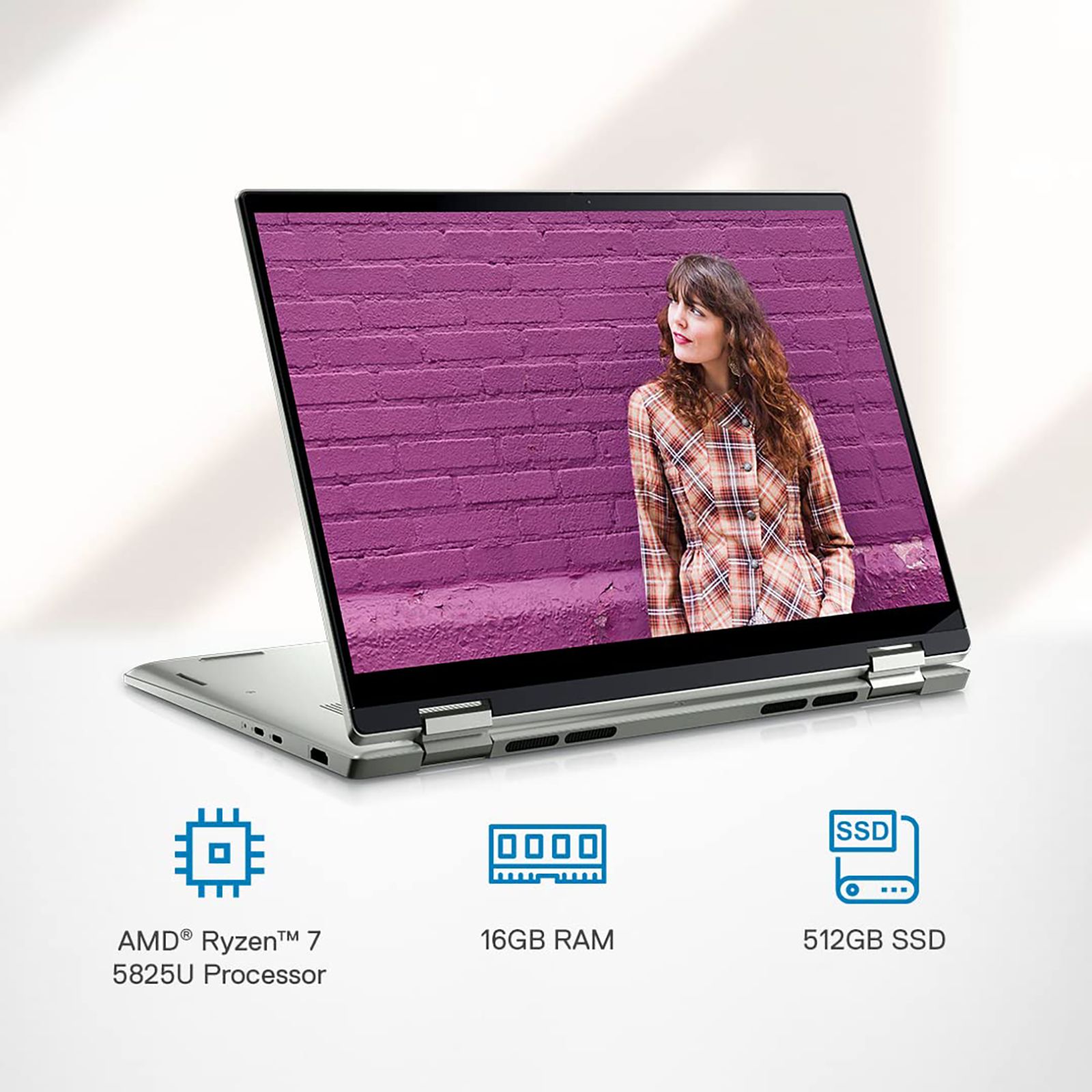 DELL Inspiron 7425 AMD Ryzen 7 (14 inch, 16GB, 512GB, Windows 11 Home, MS Office Home and Student 2021, AMD Radeon, FHD Display, Platinum Silver, D560733WIN9P)_14