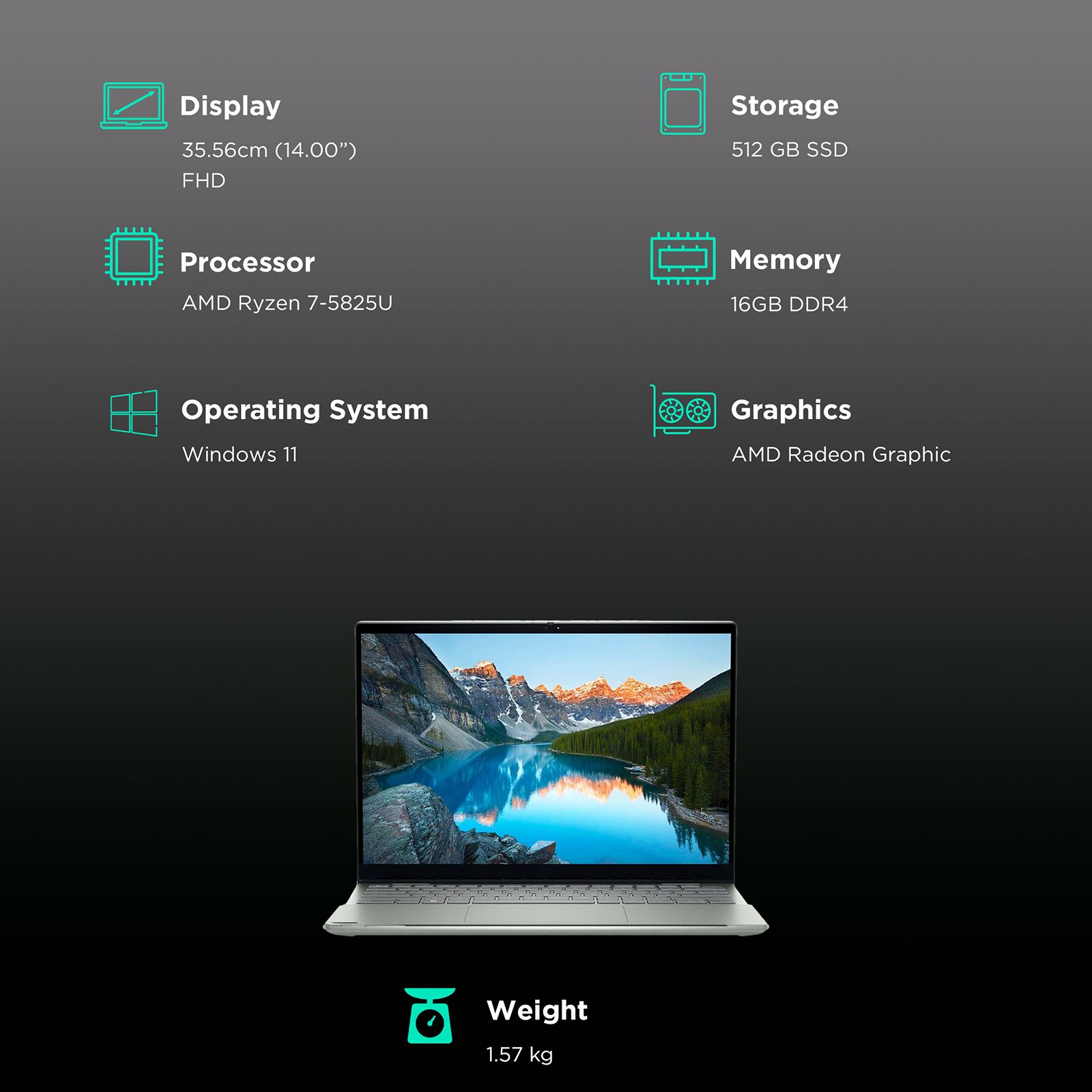 DELL Inspiron 7425 AMD Ryzen 7 (14 inch, 16GB, 512GB, Windows 11 Home, MS Office Home and Student 2021, AMD Radeon, FHD Display, Platinum Silver, D560733WIN9P)_3