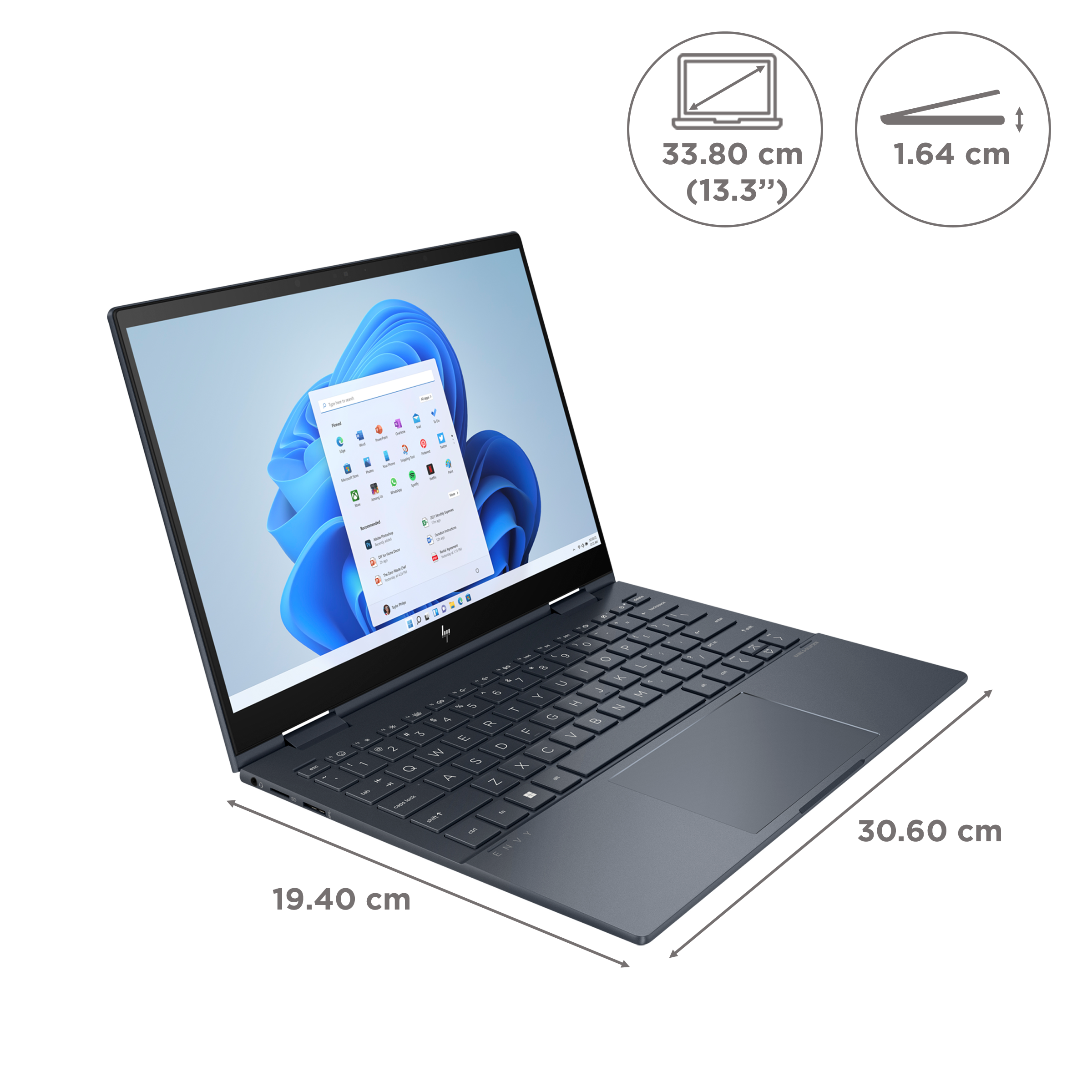 HP Envy 13 x360-bf0078TU Intel Core i5 12th Gen Touchscreen Thin & Light Laptop (8GB, 512GB, Windows 11 Home, Intel Iris Xe Graphics, 13.3 inch Full HD IPS Display, MS Office 2021, Space Blue, 1.32 KG)_2