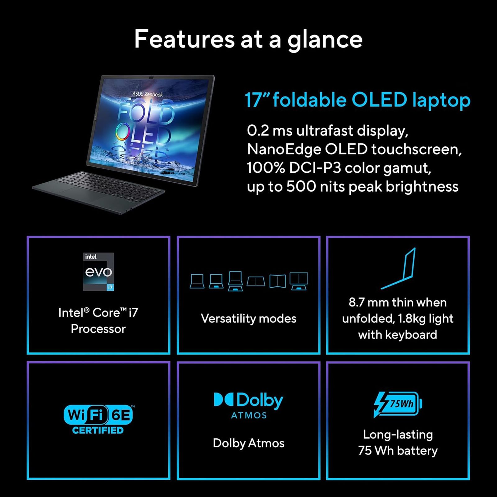 ASUS Intel Evo Zenbook Fold Intel Core i7 12th Gen (17.3 inch, 16GB, 1TB, Windows 11 Home, MS Office 2021, Intel Iris Xe, OLED Display, Black, UX9702AA-MD023WS)_16