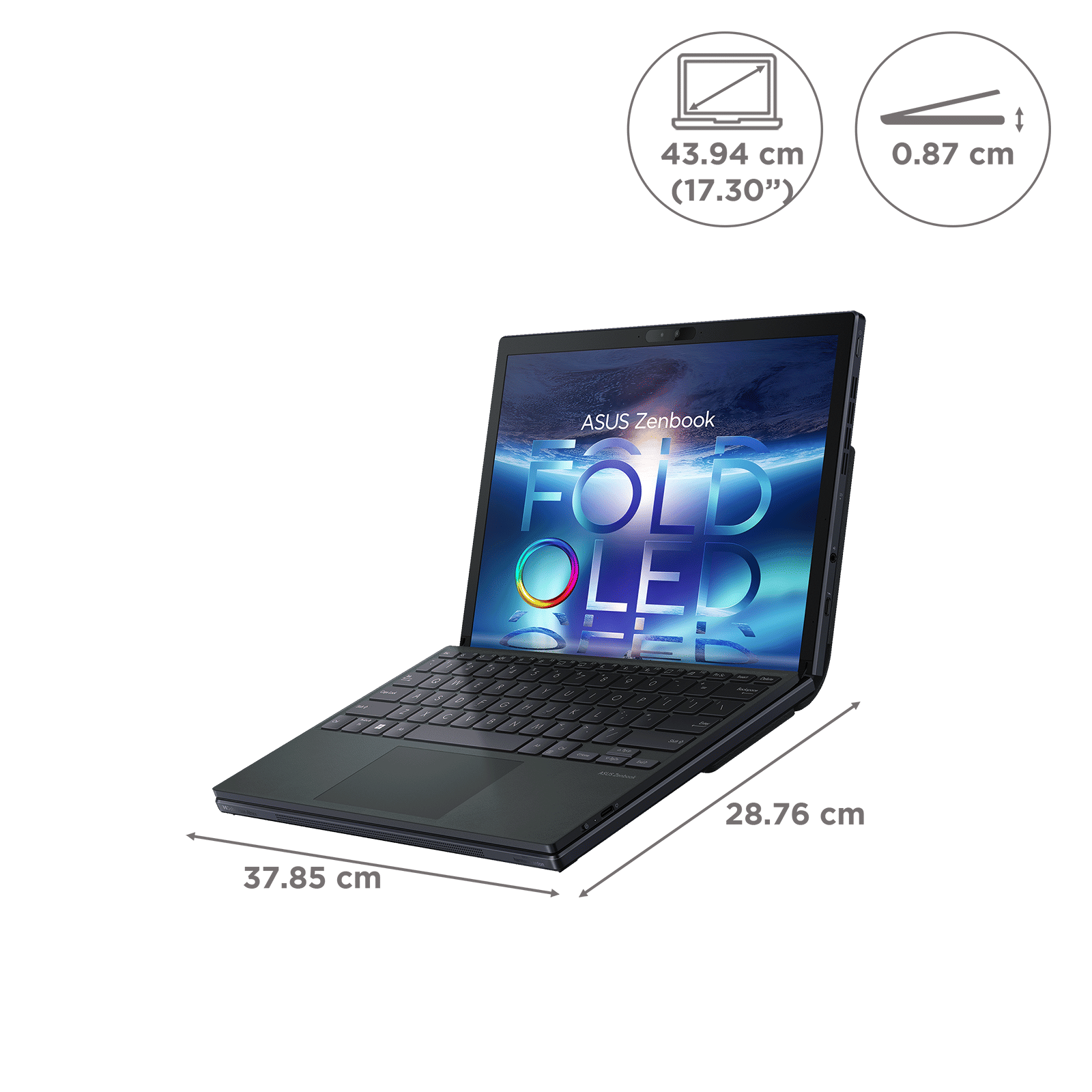 ASUS Intel Evo Zenbook Fold Intel Core i7 12th Gen (17.3 inch, 16GB, 1TB, Windows 11 Home, MS Office 2021, Intel Iris Xe, OLED Display, Black, UX9702AA-MD023WS)_2