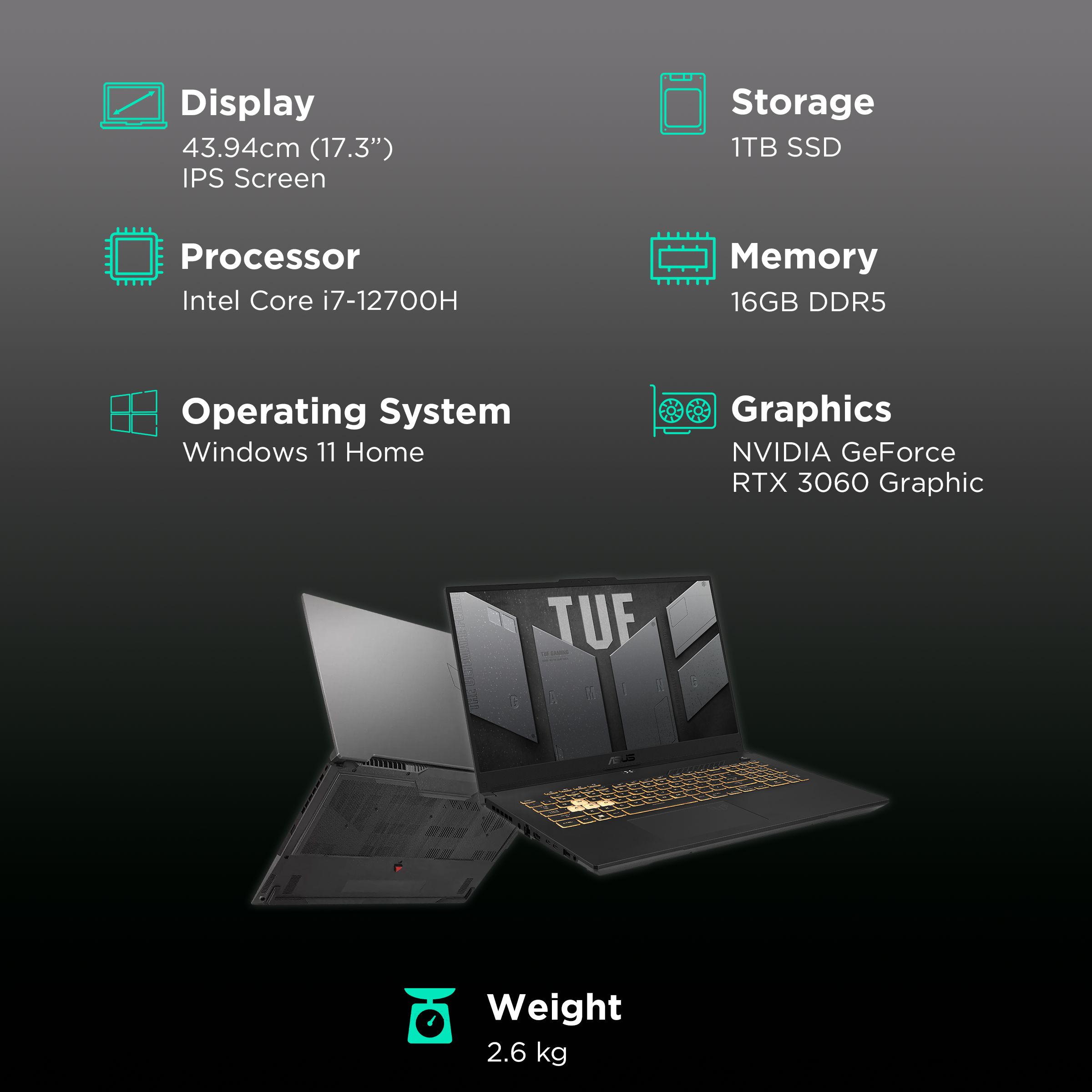ASUS TUF F17 FX777ZM-HX029WS Intel Core i7 12th Gen (17.3 inch, 16GB, 1TB, Windows 11, MS Office 2021, NVIDIA GeForce RTX 3060 Graphics, Full HD IPS Display, Jaeger Gray, 90NR09G2-M000K0) ASUS TUF F17 FX777ZM-HX029WS Intel Core i7 12th Gen (17.3 inch, 16GB, 1TB, Windows 11, MS Office 2021, NVIDIA GeForce RTX 3060 Graphics, Full HD IPS Display, Jaeger Gray, 90NR09G2-M000K0)_3