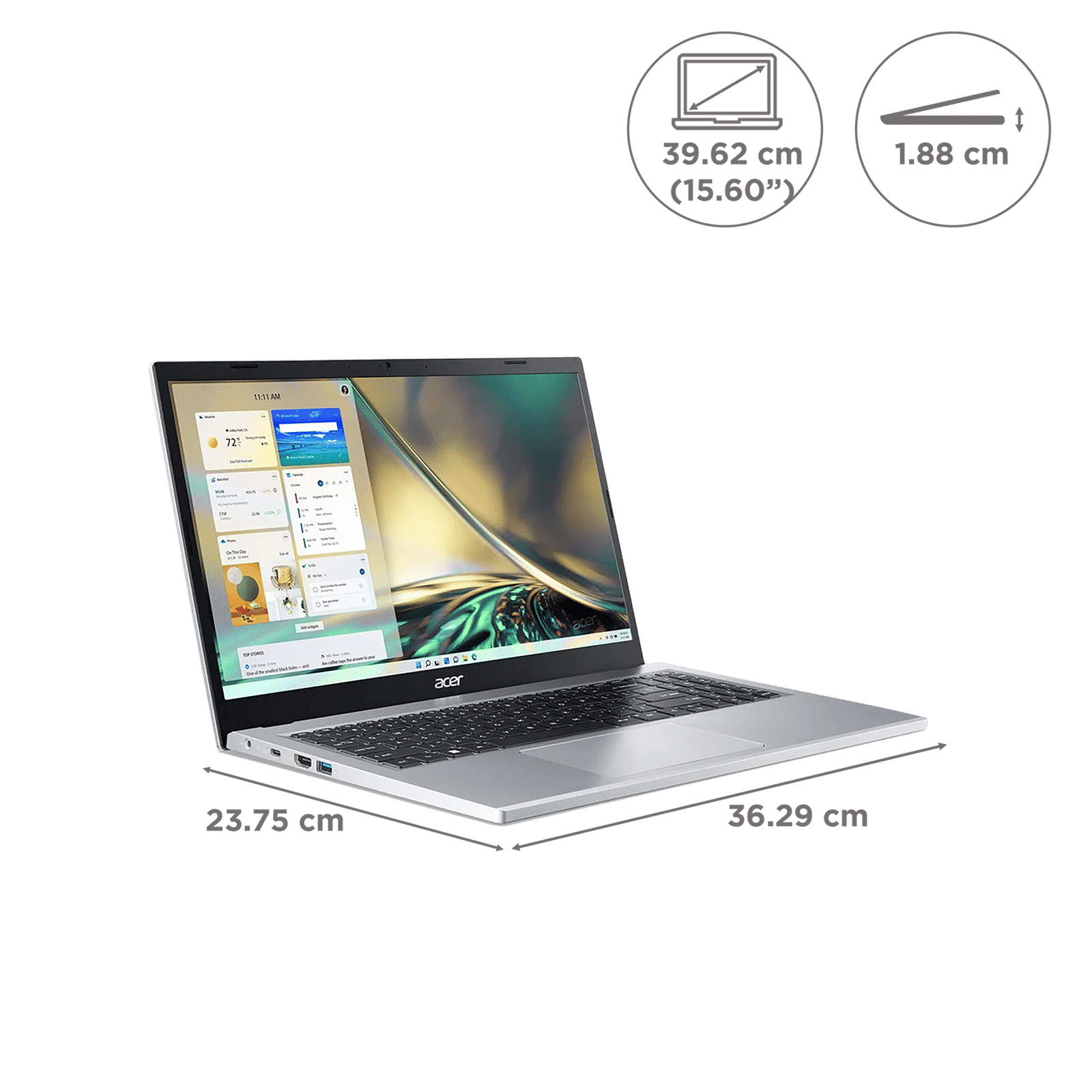 acer Aspire 3 A315-24P AMD Ryzen 5 (15.6 inch, 8GB, 512GB, Windows 11 Home, AMD Radeon Graphics, Full HD LED-Backlit Display, Silver, NX.KDESI.004)_2