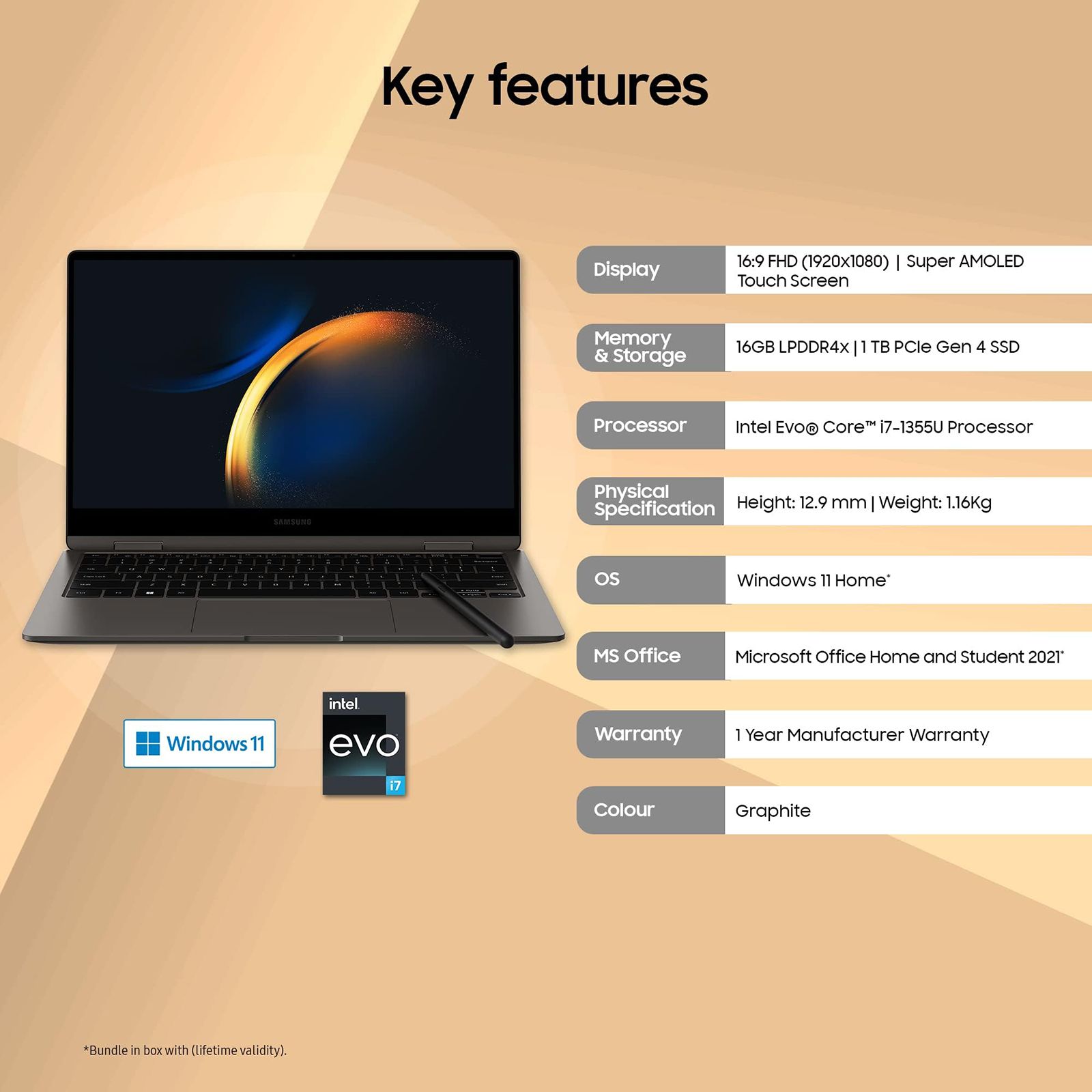 SAMSUNG Galaxy Book3 360 Intel Evo Core i7 13th Gen (13.3 inch, 16GB, 1TB, Windows 11 Home, MS Office 2021, Intel Iris Xe, FHD Super AMOLED Display, Graphite, NP730QFG-KA3IN) SAMSUNG Galaxy Book3 360 Intel Evo Core i7 13th Gen (13.3 inch, 16GB, 1TB, Windows 11 Home, MS Office 2021, Intel Iris Xe, FHD Super AMOLED Display, Graphite, NP730QFG-KA3IN)_17