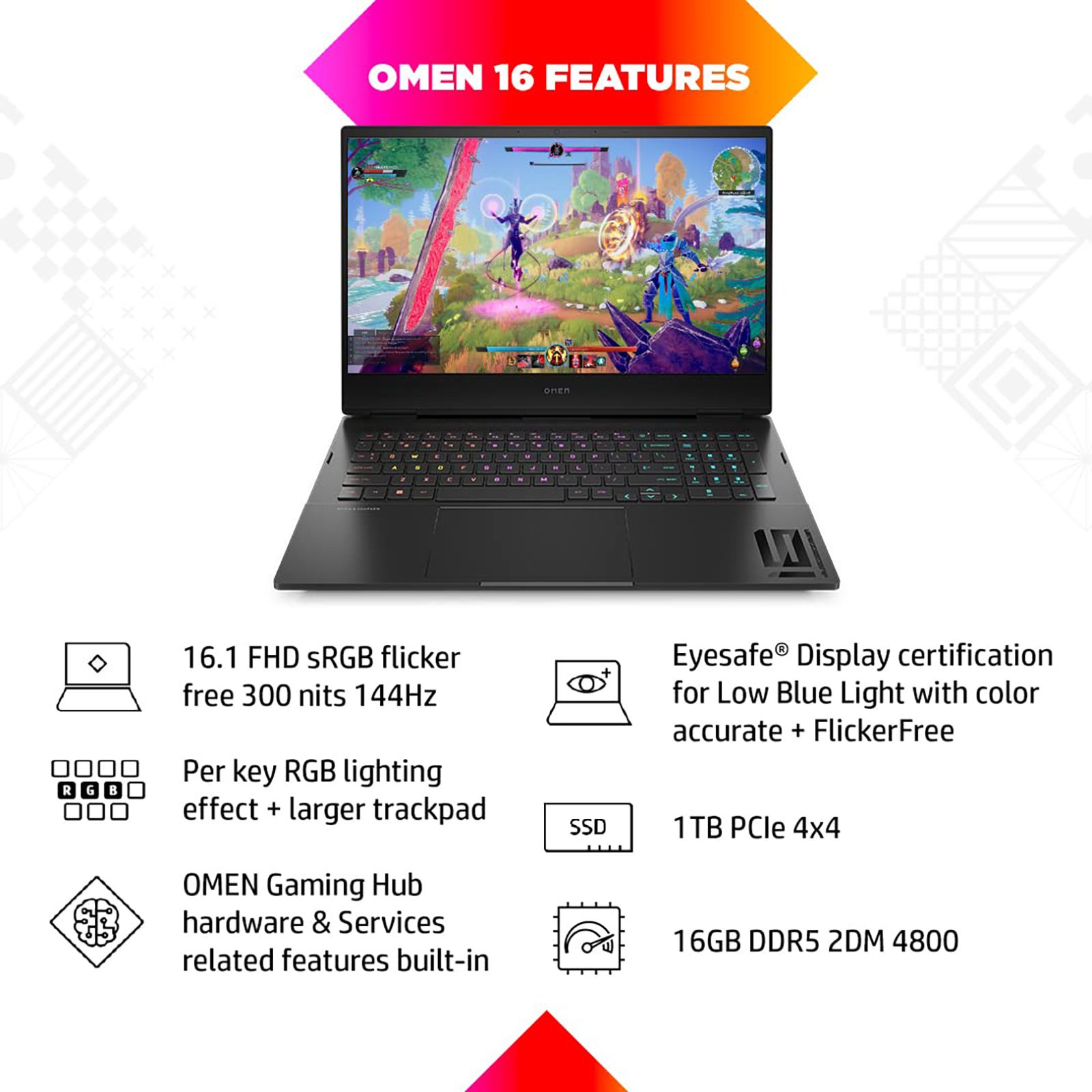 HP OMEN 16-k0370TX Intel Core i7 12th Gen (16.1 inch 16GB, 1TB, Windows 11 Home, MS Office 2021, NVIDIA GeForce RTX 3050TI, Full HD IPS Display, Shadow Black, 6J0T1PAACJ) HP OMEN 16-k0370TX Intel Core i7 12th Gen (16.1 inch 16GB, 1TB, Windows 11 Home, MS Office 2021, NVIDIA GeForce RTX 3050TI, Full HD IPS Display, Shadow Black, 6J0T1PAACJ)_4