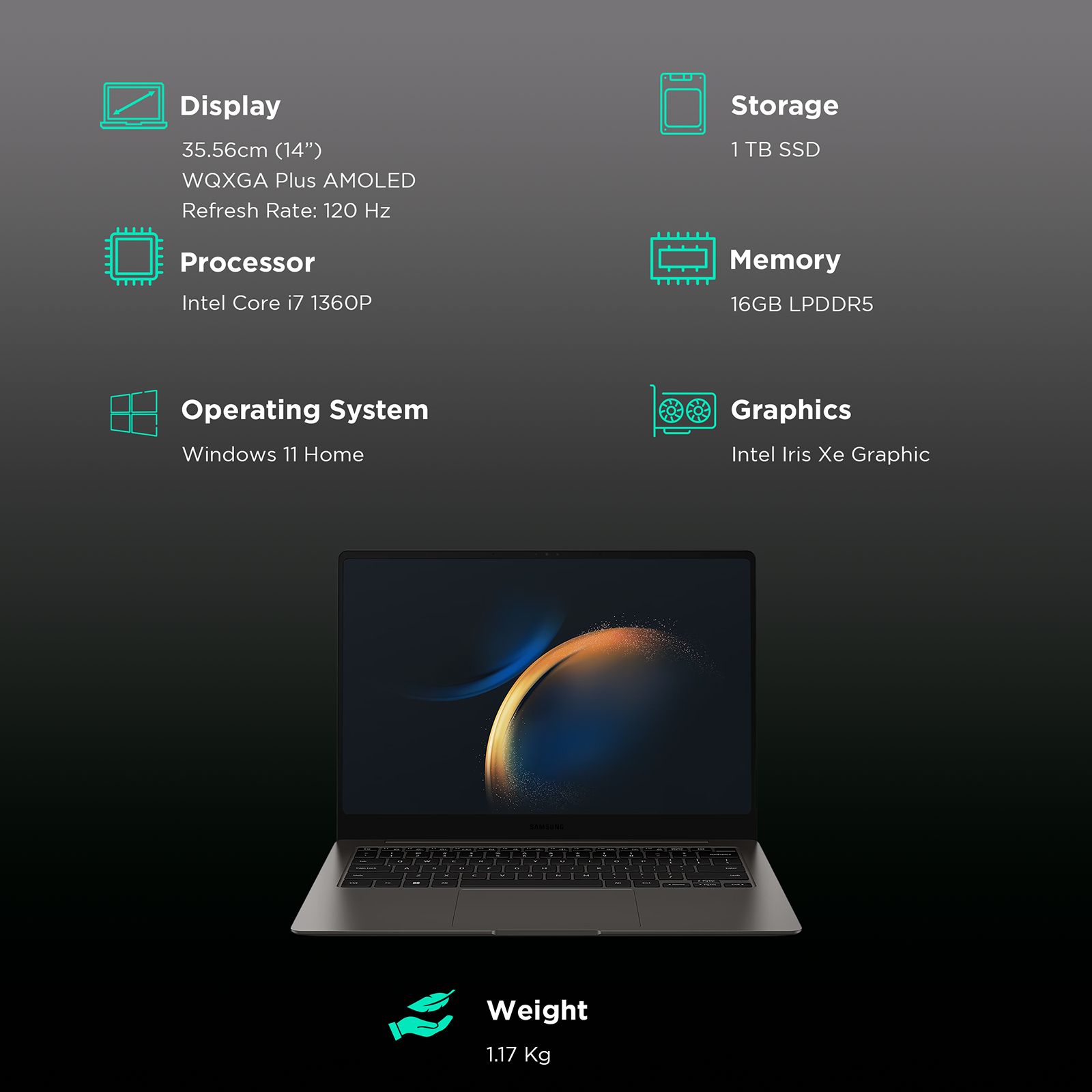 SAMSUNG Galaxy Book3 Pro Intel Core i7 13th Gen (14 inch, 16GB, 1TB, Windows 11, MS Office 2021, Intel Iris Xe, Dynamic AMOLED 2X 3K Display, Graphite, NP940XFG-KC5IN) SAMSUNG Galaxy Book3 Pro Intel Core i7 13th Gen (14 inch, 16GB, 1TB, Windows 11, MS Office 2021, Intel Iris Xe, Dynamic AMOLED 2X 3K Display, Graphite, NP940XFG-KC5IN)_3