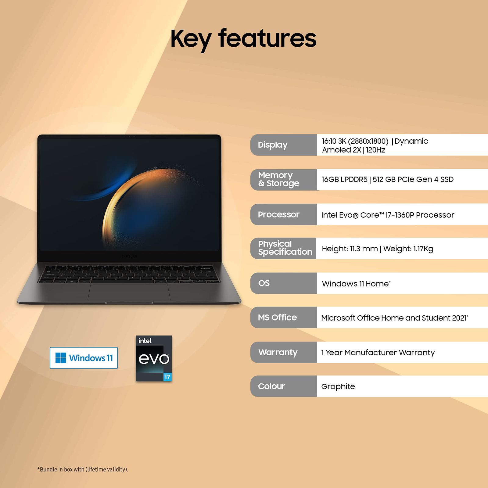 SAMSUNG Galaxy Book3 Pro Intel Evo Core i7 13th Gen (14 inch, 16GB, 512GB, Windows 11 Home, MS Office 2021, Intel Iris Xe, Dynamic AMOLED 2X 3K Display, Graphite, NP940XFG-KC4IN) SAMSUNG Galaxy Book3 Pro Intel Evo Core i7 13th Gen (14 inch, 16GB, 512GB, Windows 11 Home, MS Office 2021, Intel Iris Xe, Dynamic AMOLED 2X 3K Display, Graphite, NP940XFG-KC4IN)_18