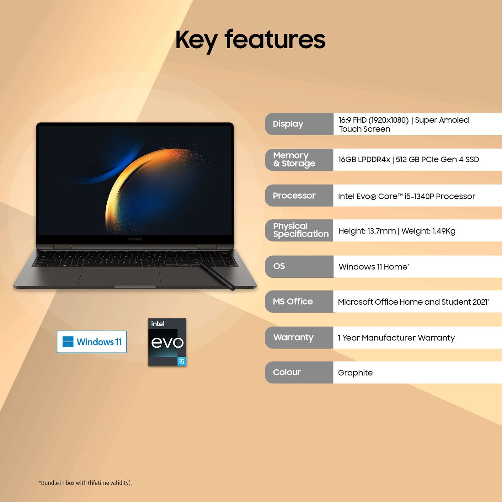 SAMSUNG Galaxy Book3 360 Intel Evo Core i5 13th Gen (15.6 inch, 16GB, 512GB, Windows 11 Home, MS Office 2021, Intel Iris Xe, FHD AMOLED, Graphite, NP750QFG-KA2IN) SAMSUNG Galaxy Book3 360 Intel Evo Core i5 13th Gen (15.6 inch, 16GB, 512GB, Windows 11 Home, MS Office 2021, Intel Iris Xe, FHD AMOLED, Graphite, NP750QFG-KA2IN)_19