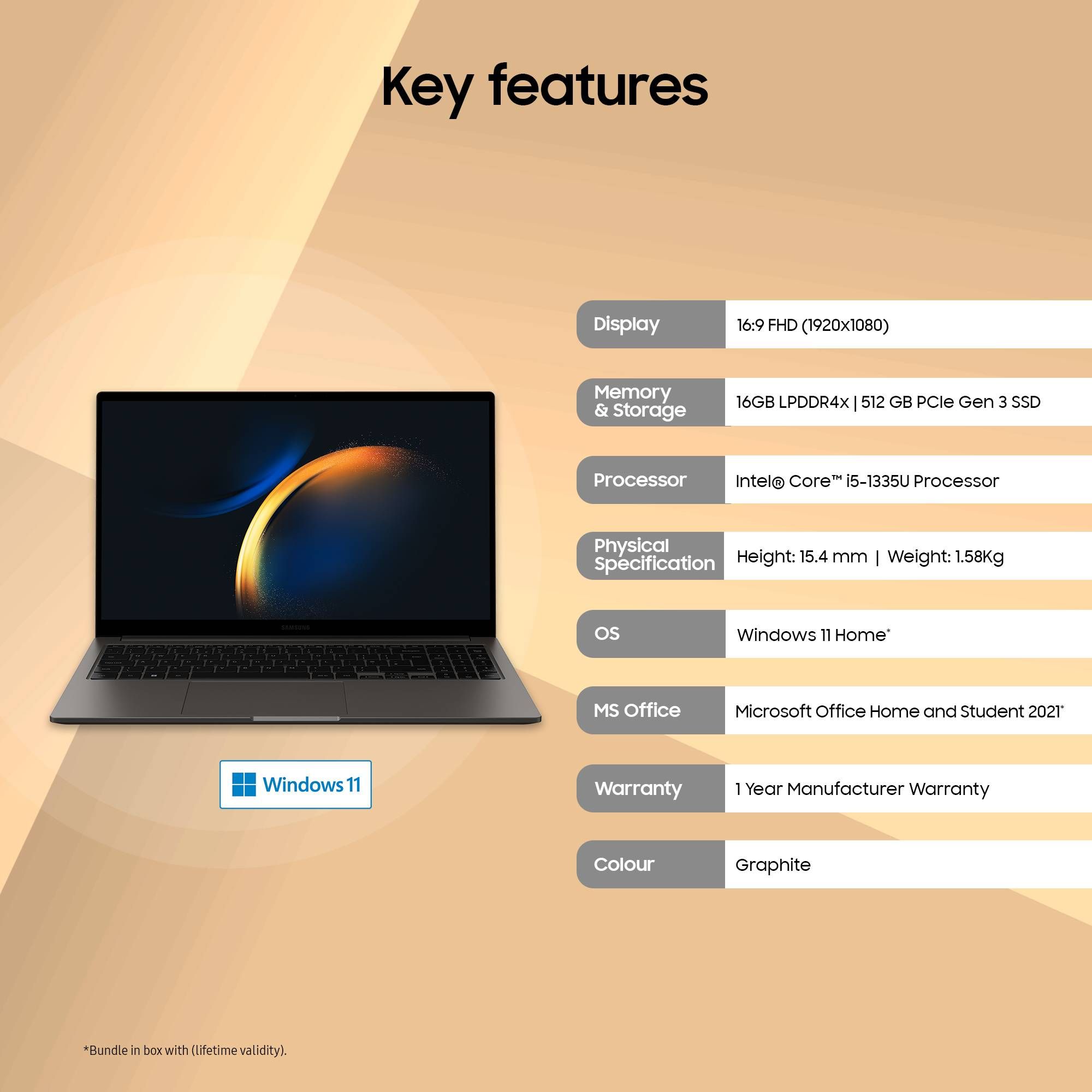 SAMSUNG Galaxy Book3 Intel Core i5 13th Gen (15.6 inch, 16GB, 512GB, Windows 11 Home, Intel Iris Xe, FHD LED Display, Graphite, NP750XFG-KA2IN)_10