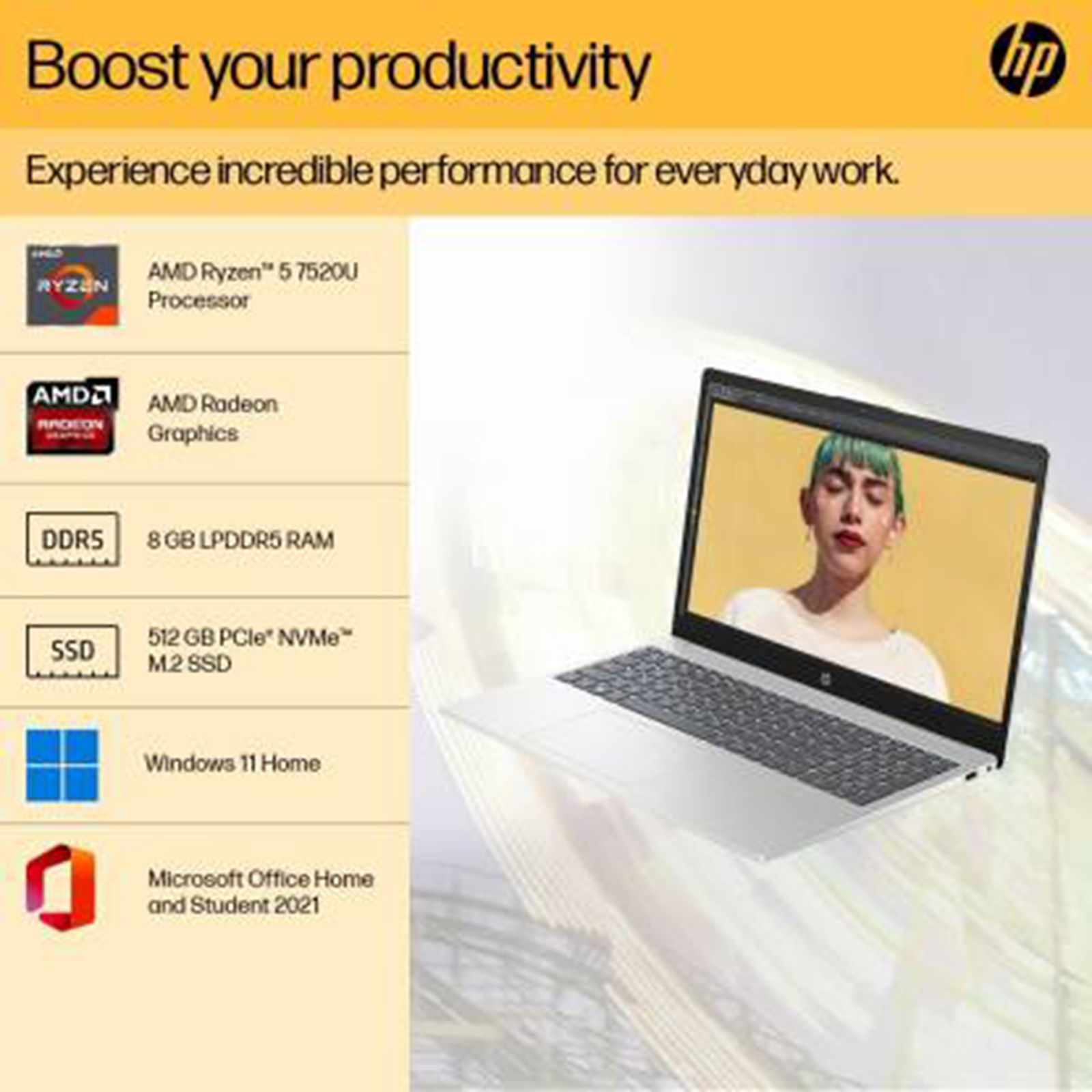 HP 15-fc0028AU AMD Ryzen 5 (15.6 inch, 8GB, 512GB, Windows 11, MS Office 2021, AMD Radeon, FHD Display, Natural Silver, 7L032PA) HP 15-fc0028AU AMD Ryzen 5 (15.6 inch, 8GB, 512GB, Windows 11, MS Office 2021, AMD Radeon, FHD Display, Natural Silver, 7L032PA)_12