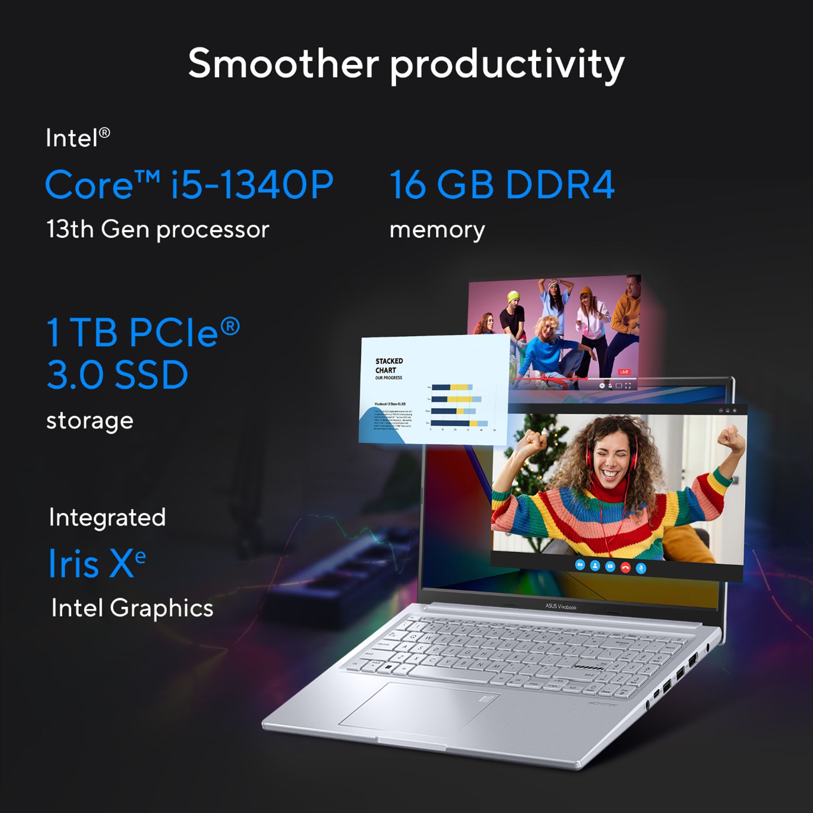 ASUS Vivobook 15X Intel Core i5 13th Gen (15 inch, 16GB, 1TB, Windows 11, MS Office 2021, Intel Iris Xe Graphics, OLED Display, Cool Silver, K3504VA-LK552WS) ASUS Vivobook 15X Intel Core i5 13th Gen (15 inch, 16GB, 1TB, Windows 11, MS Office 2021, Intel Iris Xe Graphics, OLED Display, Cool Silver, K3504VA-LK552WS)_12
