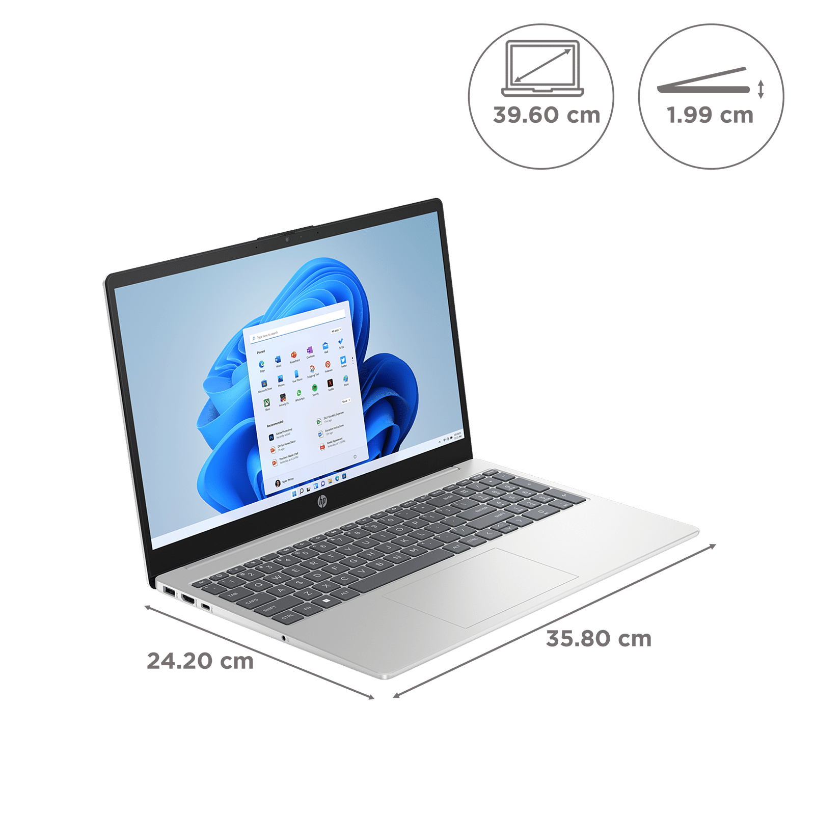 HP 15-fc0026AU AMD Ryen 3 Thin and Light Laptop (8GB, 512GB SSD, Windows 11 Home, 15.6 inch FHD Display, MS Office 2021, Natural Silver, 1.75 KG) HP 15-fc0026AU AMD Ryen 3 Thin and Light Laptop (8GB, 512GB SSD, Windows 11 Home, 15.6 inch FHD Display, MS Office 2021, Natural Silver, 1.75 KG)_2