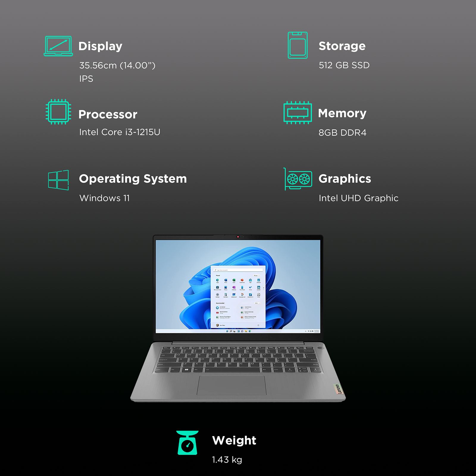 Lenovo IdeaPad Slim 3 14IAU7 Intel Core i3 12th Gen (14 inch, 8GB, 512GB, Windows 11, MS Office 2021, Intel UHD, FHD IPS Display, Arctic Grey, 82RJ0040IN) Lenovo IdeaPad Slim 3 14IAU7 Intel Core i3 12th Gen (14 inch, 8GB, 512GB, Windows 11, MS Office 2021, Intel UHD, FHD IPS Display, Arctic Grey, 82RJ0040IN)_3