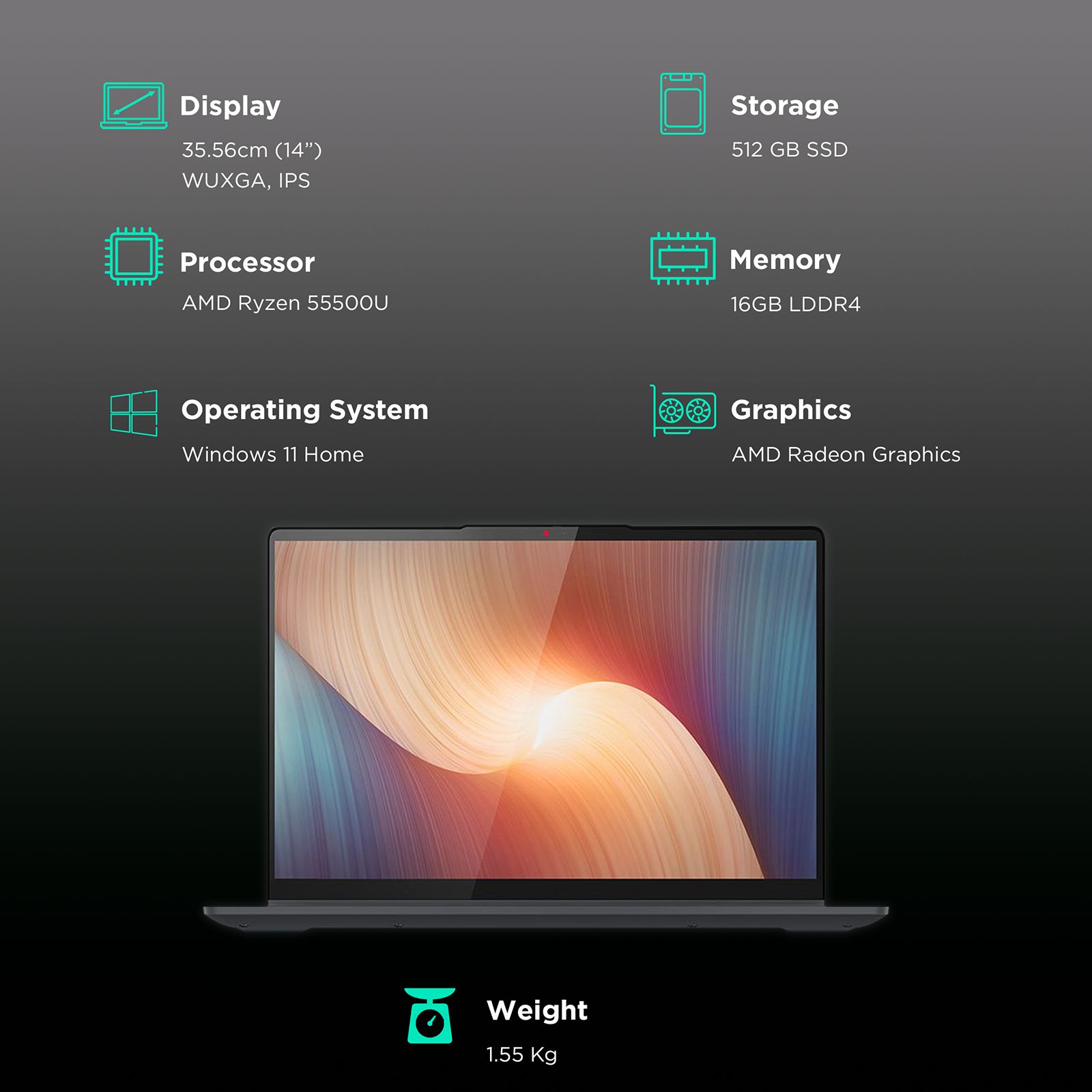 Lenovo IdeaPad Flex 5 AMD Ryzen 5 (14 inch, 16GB, 512GB, Windows 11 Home, MS Office 2021, AMD Radeon, WUXGA IPS Display, Storm Grey, 82R9008GIN) Lenovo IdeaPad Flex 5 AMD Ryzen 5 (14 inch, 16GB, 512GB, Windows 11 Home, MS Office 2021, AMD Radeon, WUXGA IPS Display, Storm Grey, 82R9008GIN)_3