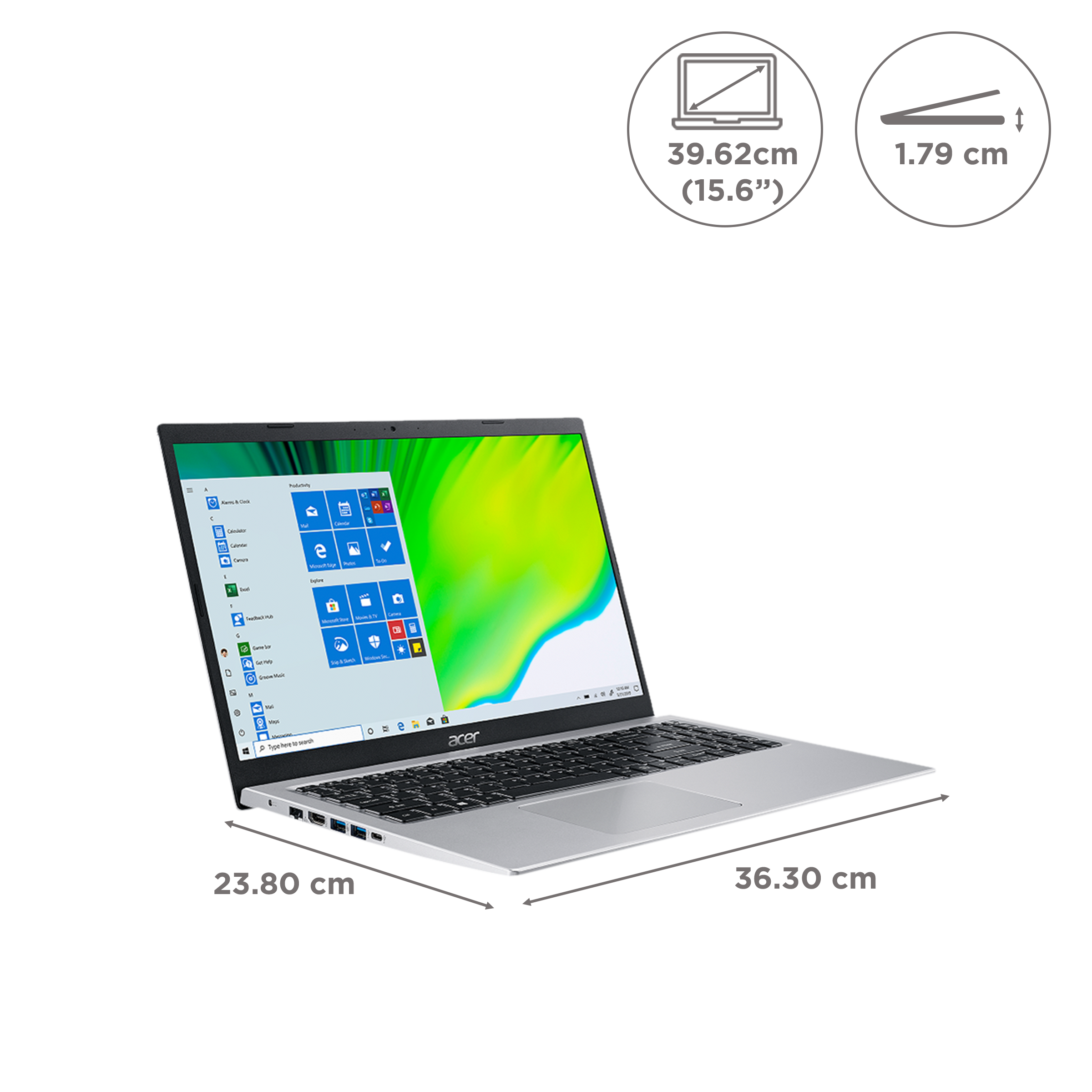 acer Aspire 5 Intel Core i5 11th Gen Thin and Light Laptop (8GB, 512GB SSD, Windows 11 Home, 15.6 inch Full HD IPS Display, MS Office 2021, Pure Silver, 1.7 KG)_2