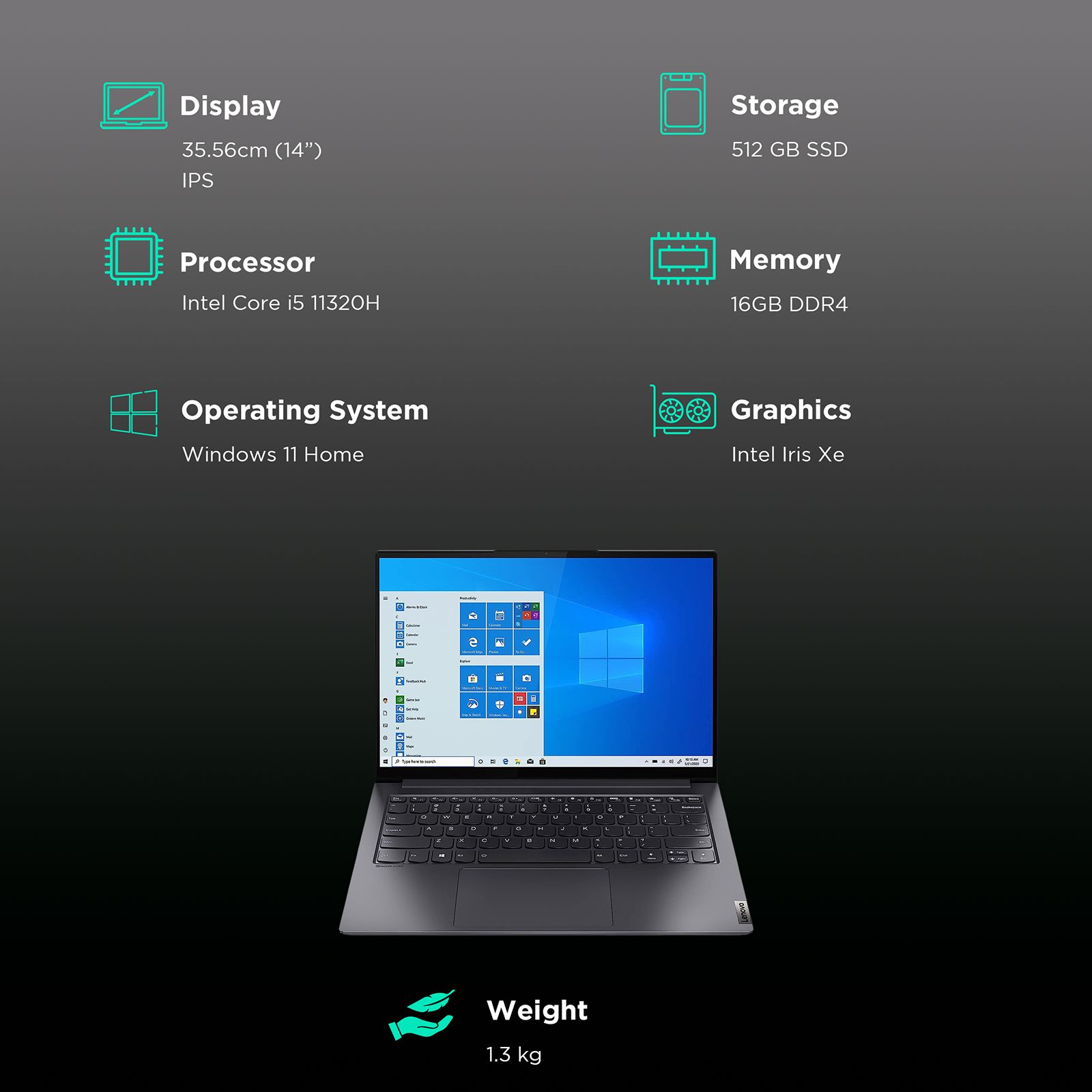 Lenovo Yoga Slim 7 Pro 14IHU5 Intel Core i5 11th Gen (14 inch, 16GB, 512GB, Windows 11 Home, MS Office 2021, Intel Iris Xe, IPS Display, Slate Grey, 82NC00FSIN) Lenovo Yoga Slim 7 Pro 14IHU5 Intel Core i5 11th Gen (14 inch, 16GB, 512GB, Windows 11 Home, MS Office 2021, Intel Iris Xe, IPS Display, Slate Grey, 82NC00FSIN)_3