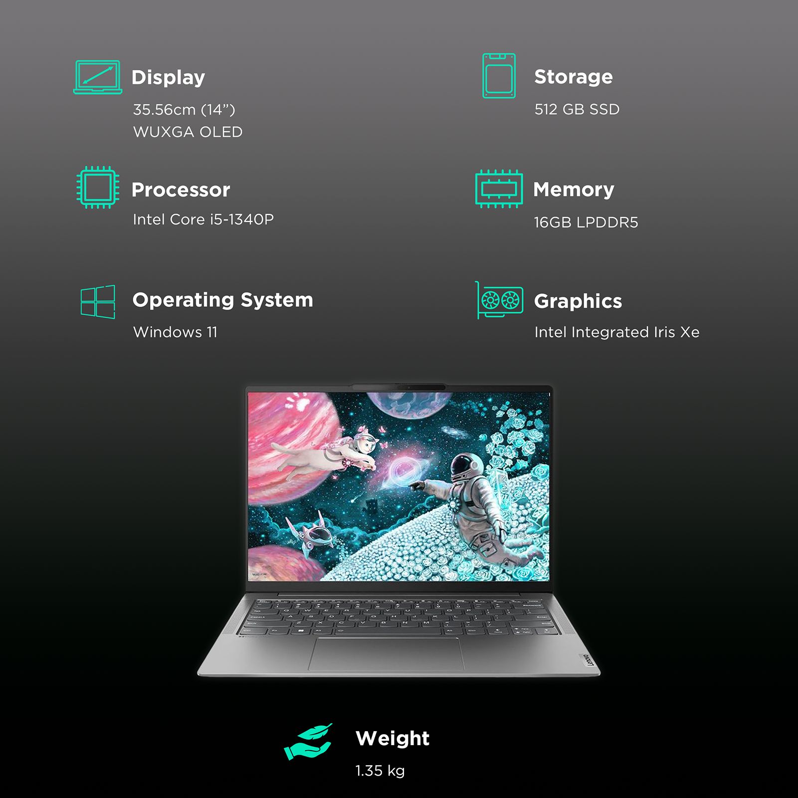 Lenovo Yoga Slim 6 14IRP8 Intel Core i5 13th Gen (14 inch, 16GB, 512GB, Windows 11 Home, MS Office 2021, Intel Iris Xe, WUXGA OLED Display, Storm Grey, 82WV0058IN) Lenovo Yoga Slim 6 14IRP8 Intel Core i5 13th Gen (14 inch, 16GB, 512GB, Windows 11 Home, MS Office 2021, Intel Iris Xe, WUXGA OLED Display, Storm Grey, 82WV0058IN)_3