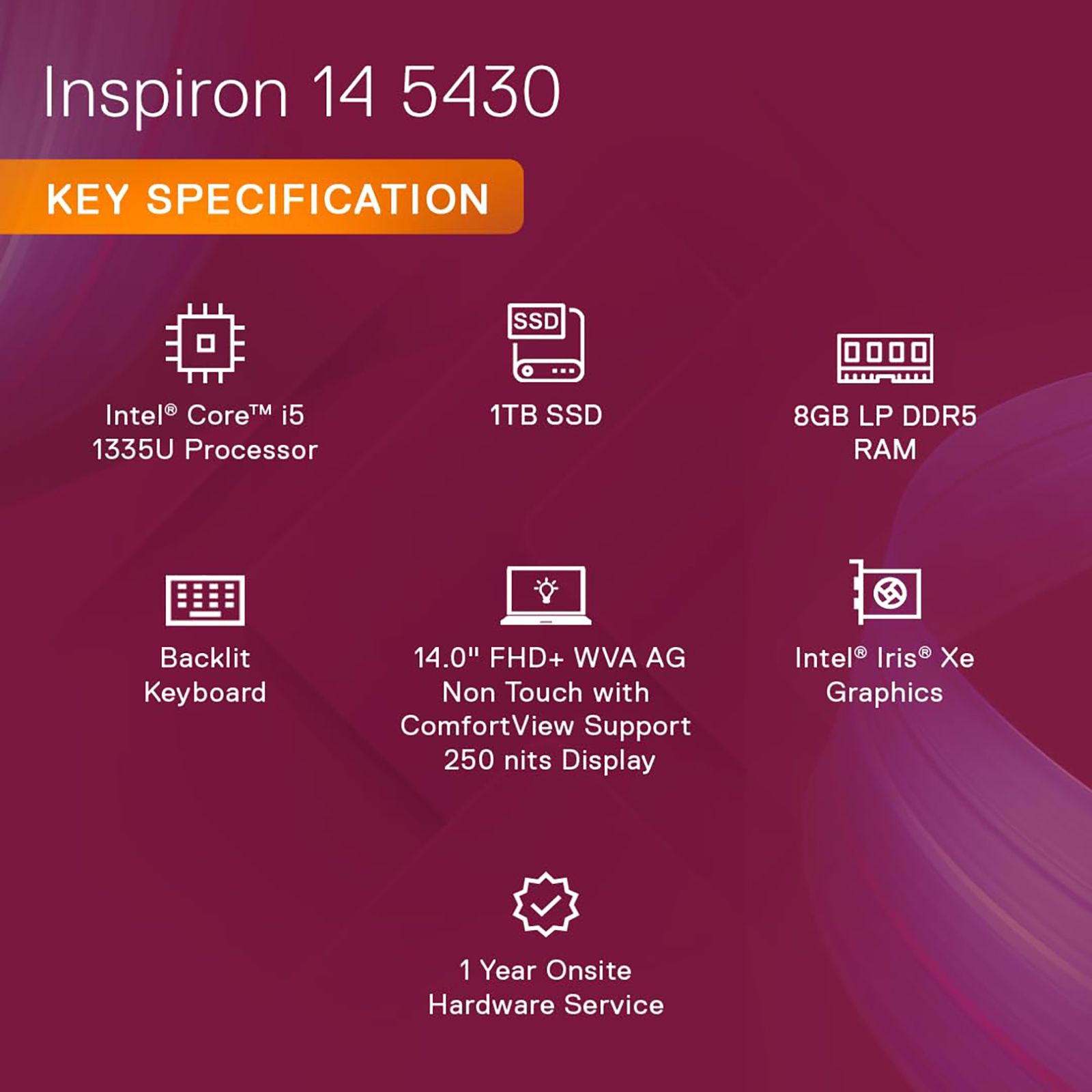 DELL Inspiron 5430 Intel Core i5 13th Gen (14 inch, 8GB, 1TB, Windows 11, MS Office 2021, Intel Iris Xe, FHD Plus Display, Platinum Silver, IN5430NH6KJM01ORS1)_16