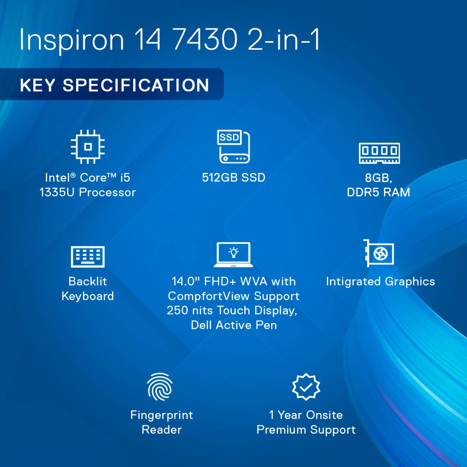 DELL Inspiron 7430 Intel Core i5 13th Gen (14 inch, 8GB, 512GB, Windows 11, MS Office 2021, Intel Iris Xe, FHD Plus Display, Platinum Silver, IC7430MH5K0M01ORS1)_12