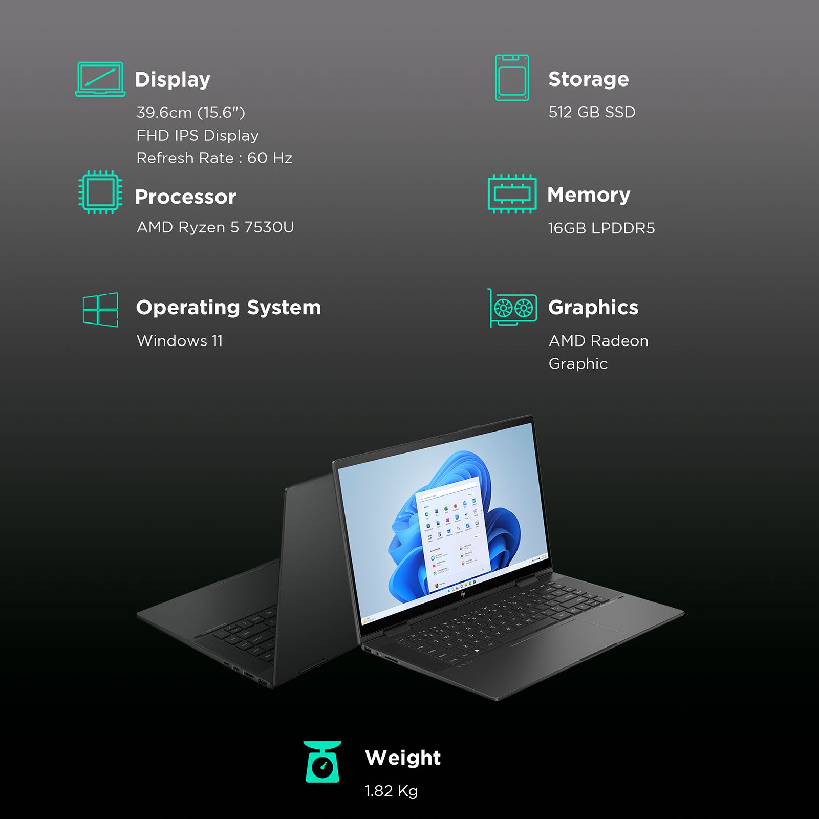 HP Envy x360 15-fh0015AU AMD Ryzen 5 (15.6 inch, 16GB, 512GB, Windows 11 Home, MS Office 2021, AMD Radeon, FHD IPS Display, Nightfall Black, 8C4S1PA) HP Envy x360 15-fh0015AU AMD Ryzen 5 (15.6 inch, 16GB, 512GB, Windows 11 Home, MS Office 2021, AMD Radeon, FHD IPS Display, Nightfall Black, 8C4S1PA)_3