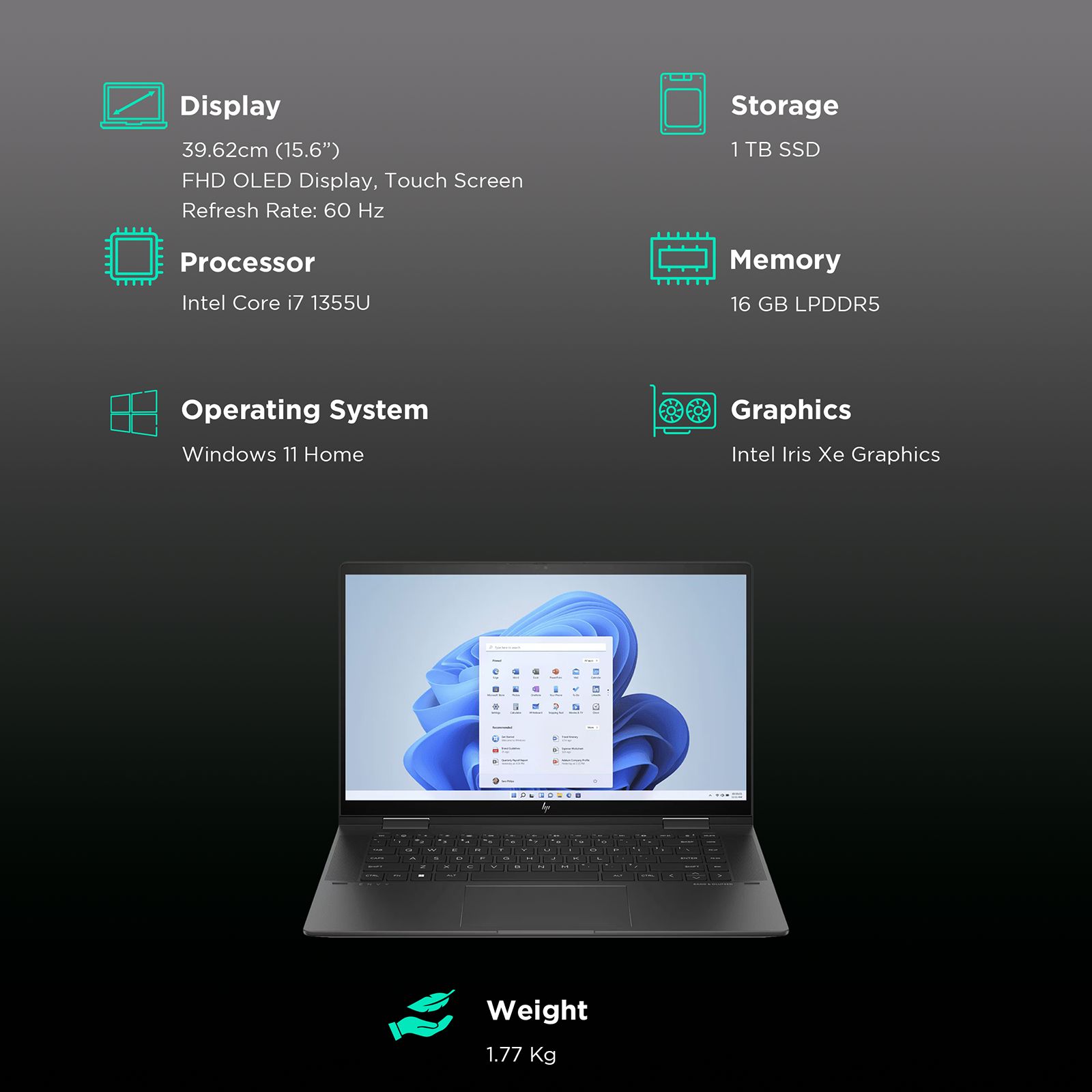 HP Envy x360 15-fe0032TU Intel Core i7 13th Gen (15.6 inch, 16GB, 1TB, Windows 11 Home, MS Office 2021, Intel Iris Xe, FHD OLED Display, Nightfall Black, 8C4R9PA)_3