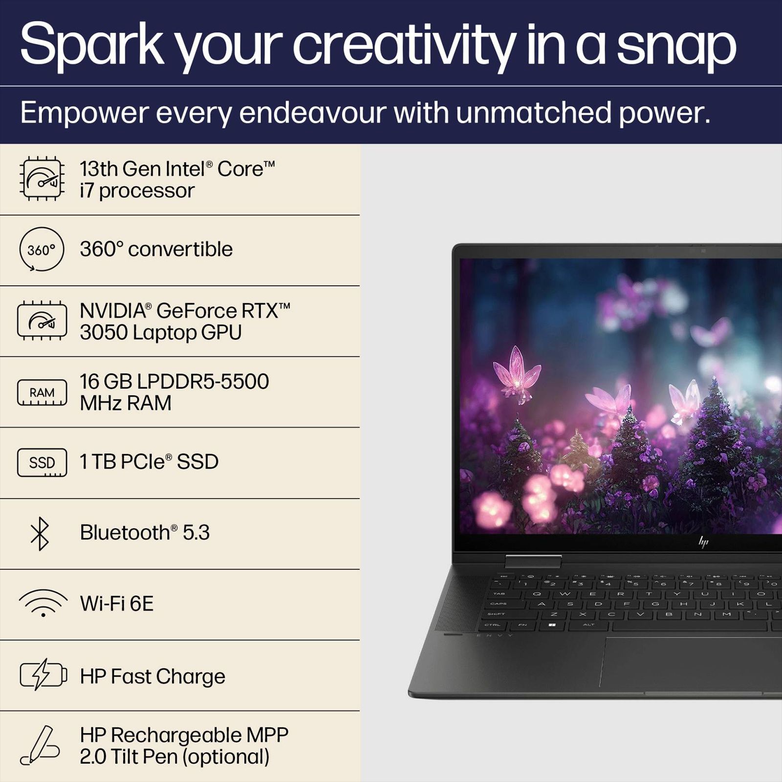 HP Envy x360 15-FE0014TX Intel Core i7 13th Gen (15.6 inch, 16GB, 1TB, Windows 11 Home, MS Office 2021, NVIDIA GeForce RTX 3050, OLED IPS Display, Nightfall Black, 8C4R6PA) HP Envy x360 15-FE0014TX Intel Core i7 13th Gen (15.6 inch, 16GB, 1TB, Windows 11 Home, MS Office 2021, NVIDIA GeForce RTX 3050, OLED IPS Display, Nightfall Black, 8C4R6PA)_10