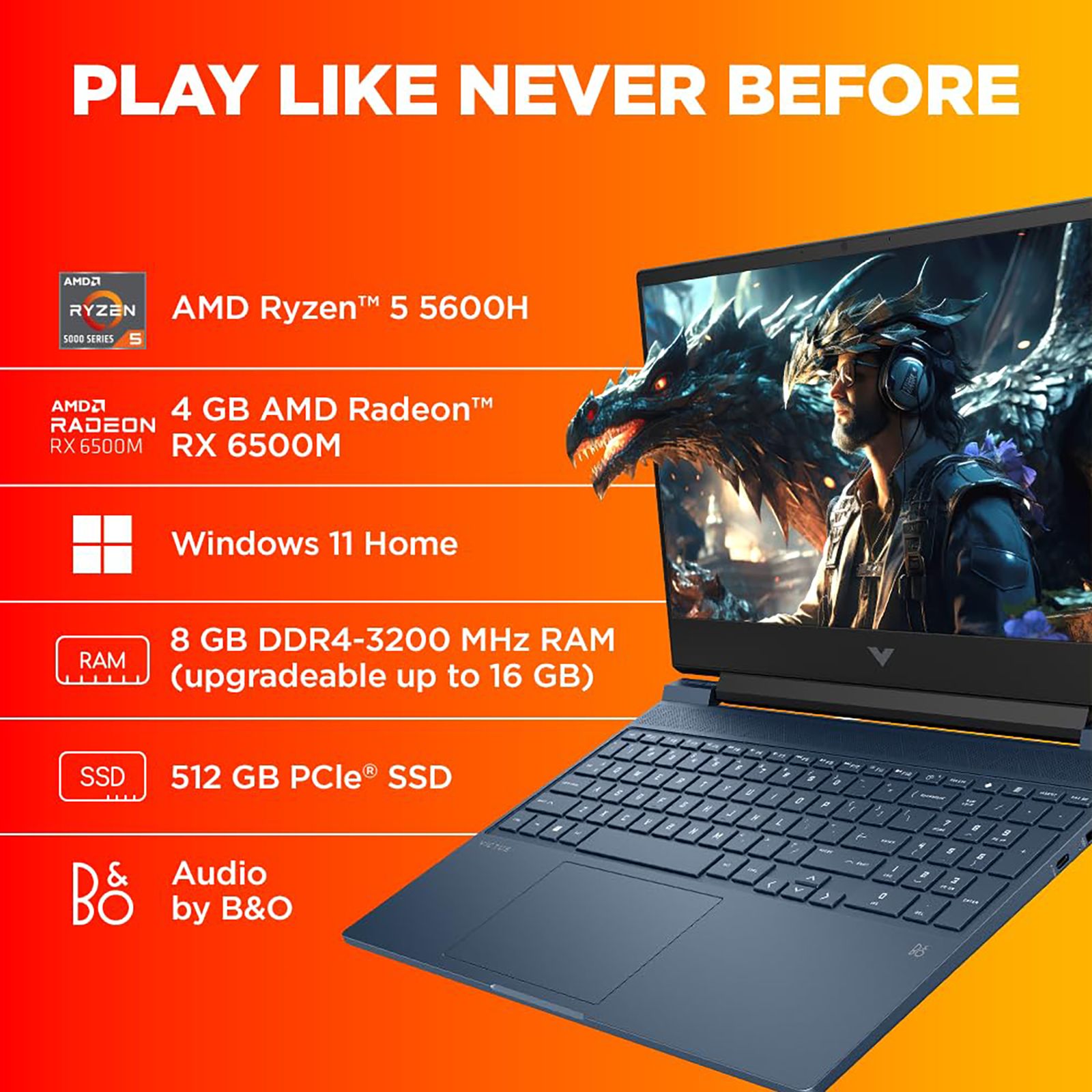 HP Victus 15-fb0147AX AMD Ryzen 5 (15.6 inch, 8GB, 512GB, Windows 11 Home, AMD Radeon RX 6500M, Full HD IPS Display, Performance Blue, 8F503PA)_9
