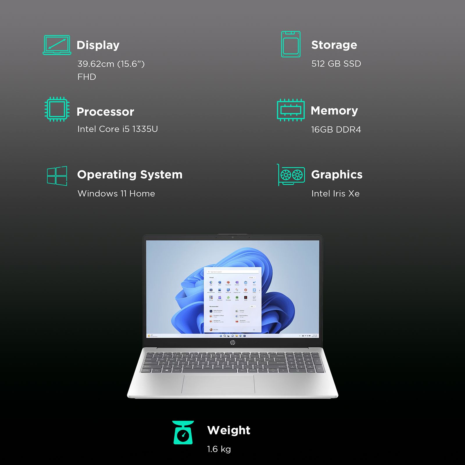 HP 15-fd0013TU Intel Core i5 13th Gen (15.6 inch, 16GB, 512GB, Windows 11 Home, MS Office 2021, Intel Iris Xe, FHD Display, Natural Silver, 7P705PA)_3