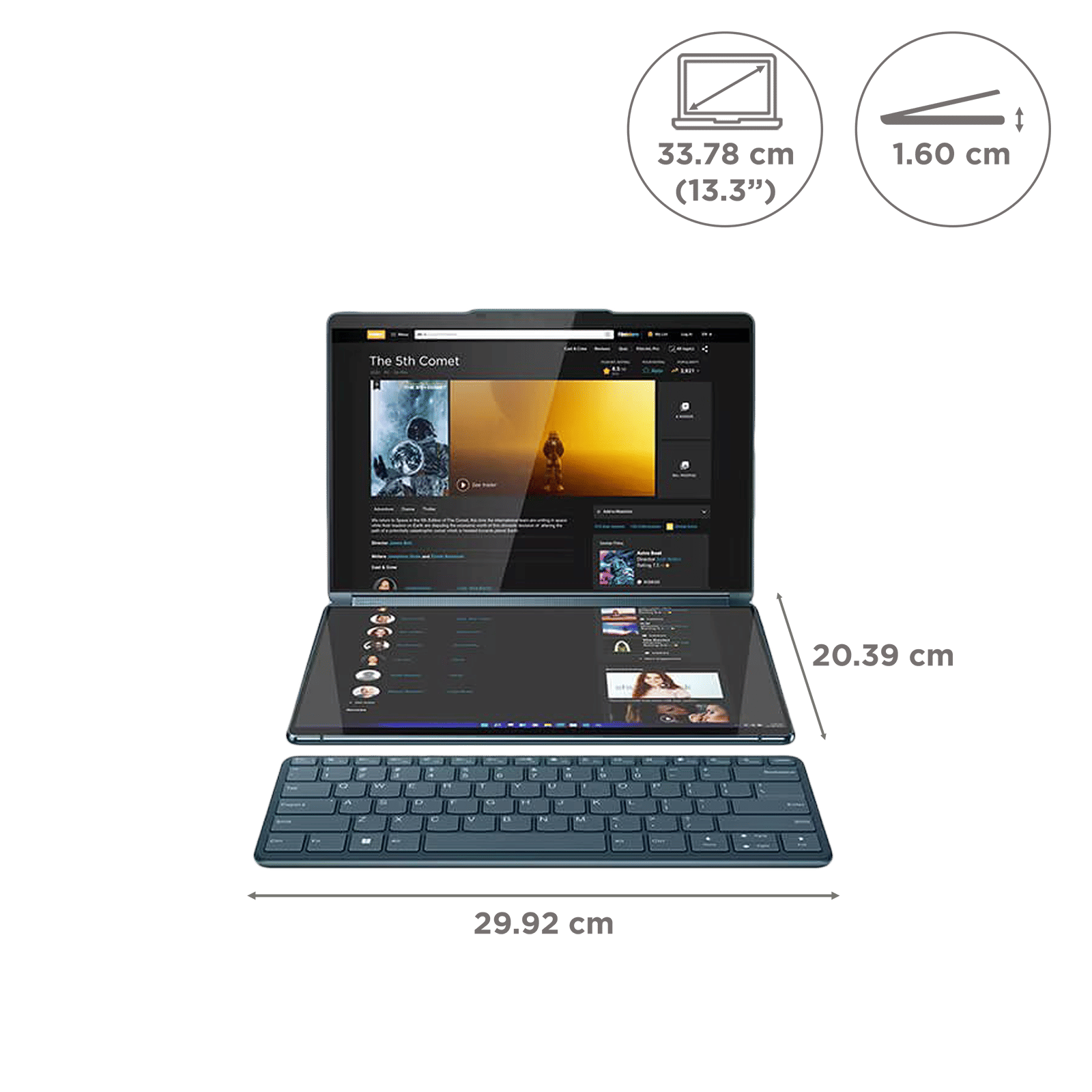 Lenovo Yoga Book 9 13IRU8 Intel Core i7 13th Gen (13.3 inch, 16GB, 1TB, Windows 11 Home, MS Office 2021, Intel Iris Xe, OLED Display, Tidal Teal, 82YQ001DIN)_2