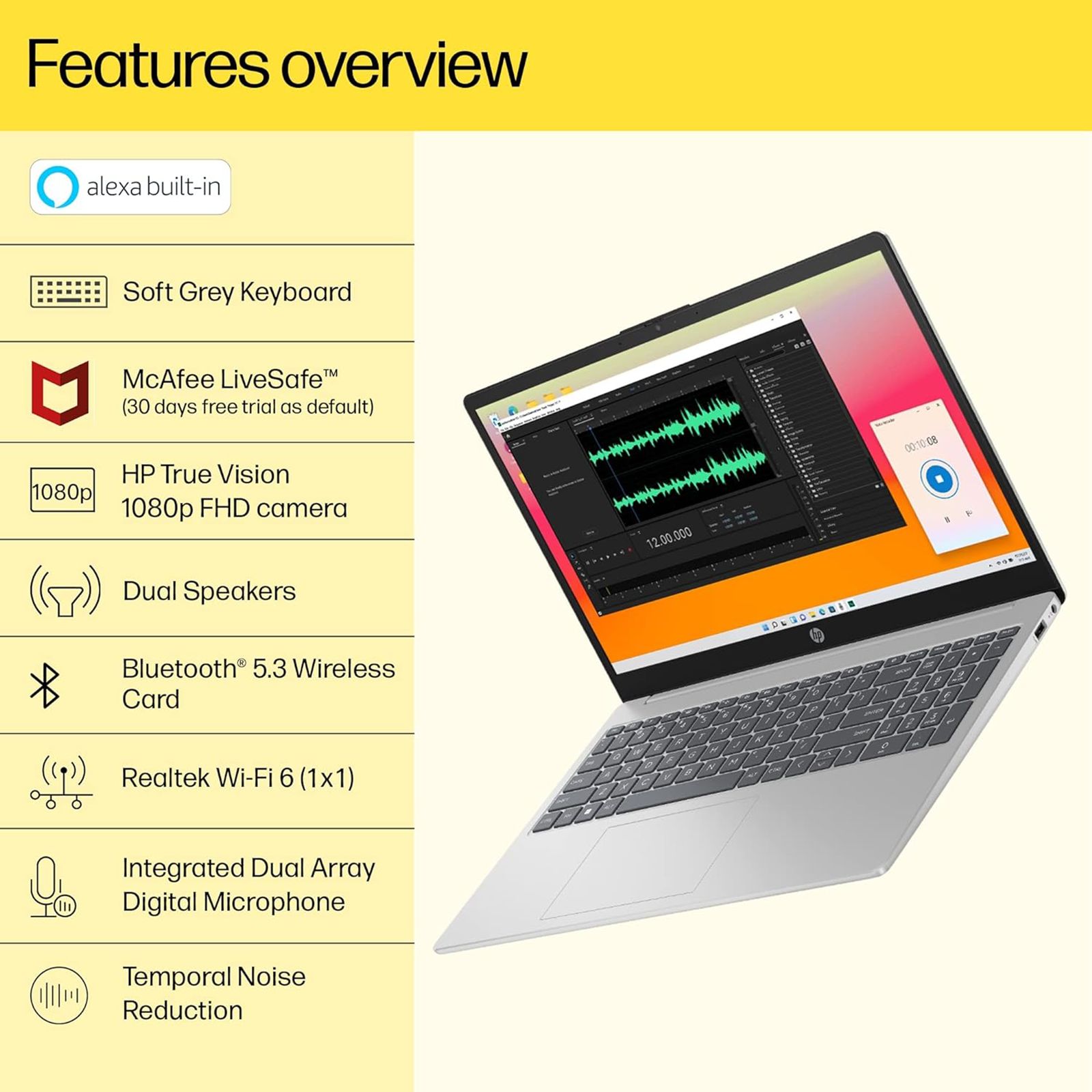 HP 15-fd0006TU Intel Core i3 13th Gen (15.6 inch, 8GB, 512GB, Windows 11 Home, MS Office 2021, Intel UHD, FHD Display, Natural Silver, 7P6Z8PA) HP 15-fd0006TU Intel Core i3 13th Gen (15.6 inch, 8GB, 512GB, Windows 11 Home, MS Office 2021, Intel UHD, FHD Display, Natural Silver, 7P6Z8PA)_9
