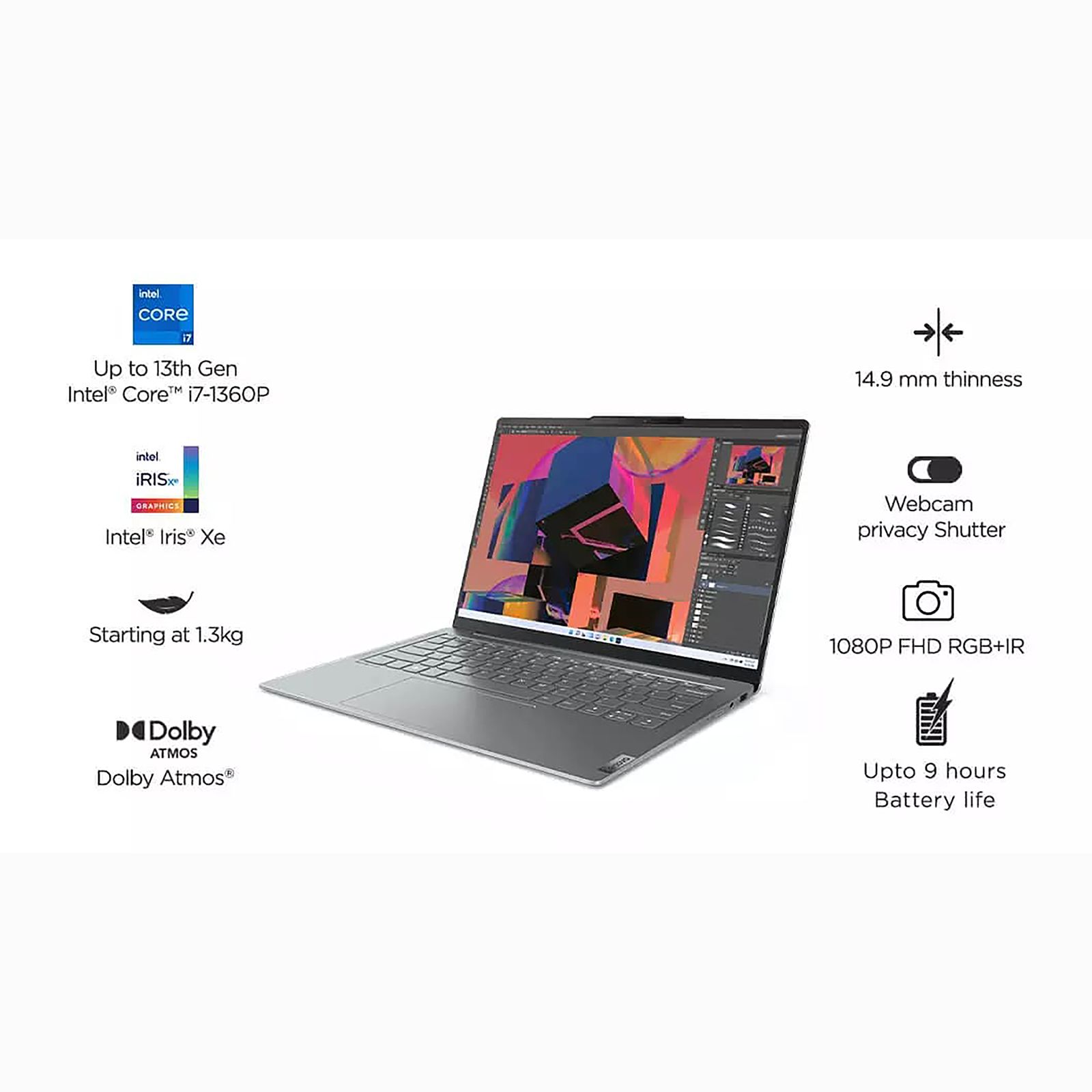 Lenovo Yoga Slim 6 14IRP8 Intel Core i7 13th Gen (14 inch, 16GB, 512GB, Windows 11 Home, MS Office 2021, Intel Iris Xe, WUXGA OLED Display, Storm Grey, 82WV005LIN) Lenovo Yoga Slim 6 14IRP8 Intel Core i7 13th Gen (14 inch, 16GB, 512GB, Windows 11 Home, MS Office 2021, Intel Iris Xe, WUXGA OLED Display, Storm Grey, 82WV005LIN)_14