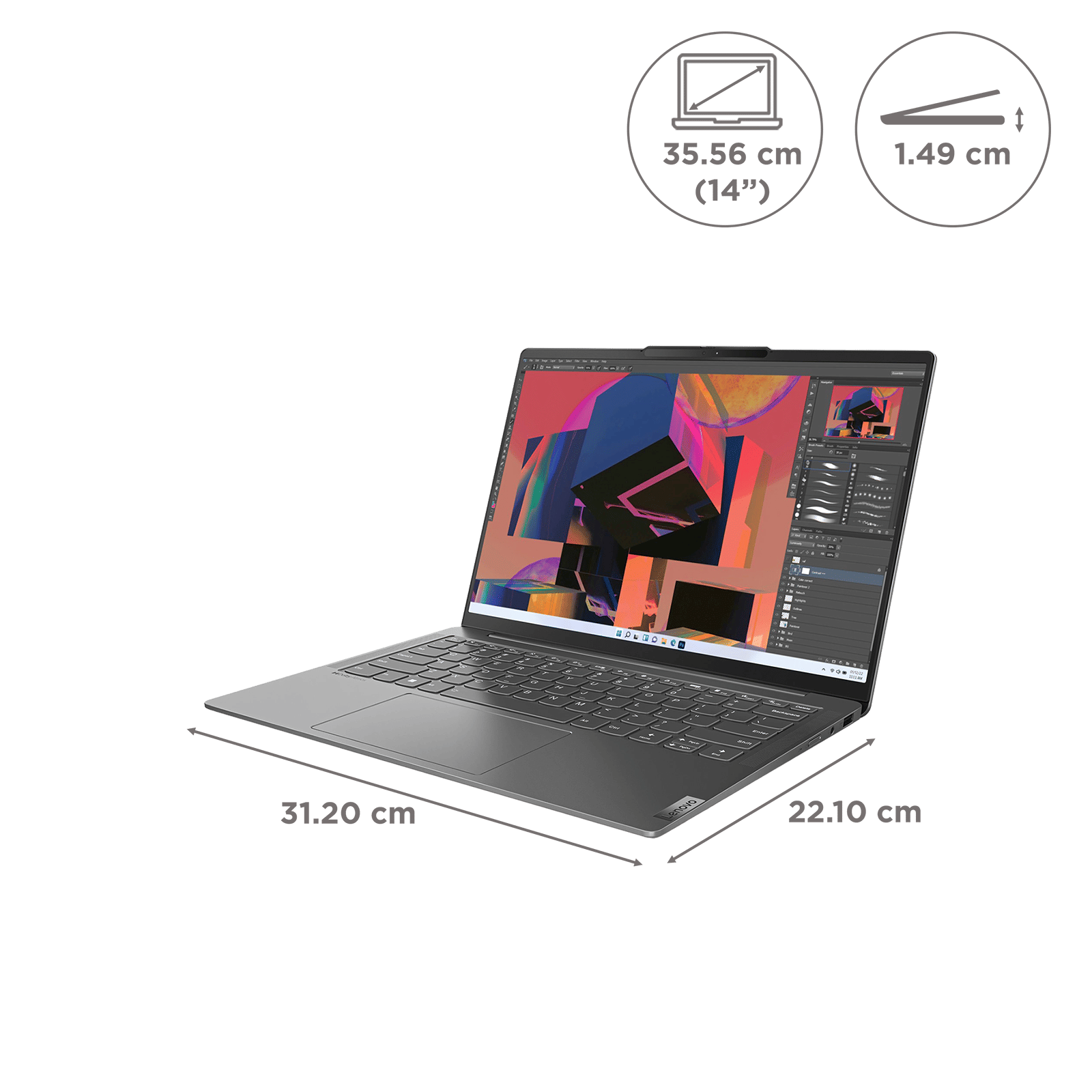 Lenovo Yoga Slim 6 14IRP8 Intel Core i7 13th Gen (14 inch, 16GB, 512GB, Windows 11 Home, MS Office 2021, Intel Iris Xe, WUXGA OLED Display, Storm Grey, 82WV005LIN) Lenovo Yoga Slim 6 14IRP8 Intel Core i7 13th Gen (14 inch, 16GB, 512GB, Windows 11 Home, MS Office 2021, Intel Iris Xe, WUXGA OLED Display, Storm Grey, 82WV005LIN)_2