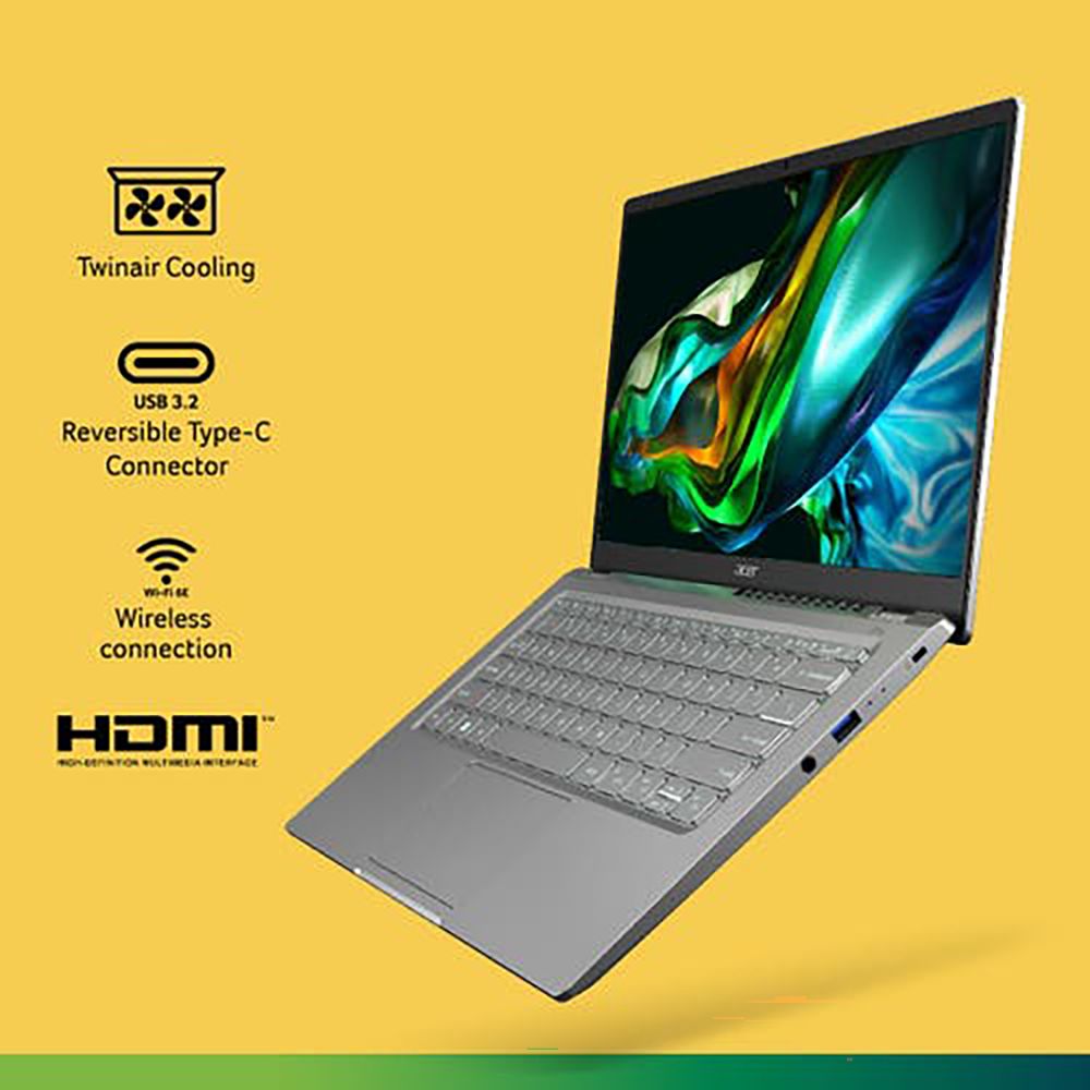 acer Swift Go AMD Ryzen 5 Thin and Light Laptop (16GB, 512GB SSD, Windows 11 Home, 14 inch FHD LED Backlit Display, MS Office 2021, Pure Silver, 1.25 KG)_12
