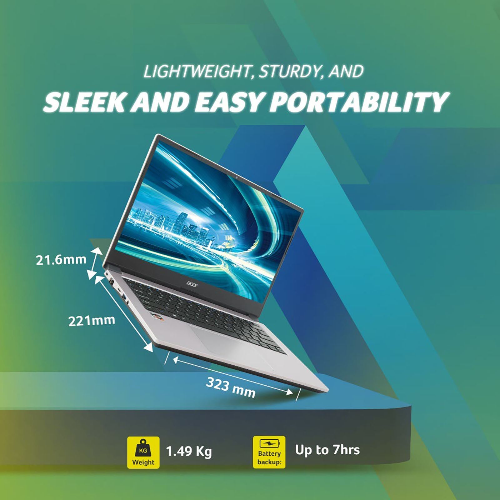 acer One Z2-493 AMD Ryzen 3 Thin and Light Laptop (8GB, 512GB SSD, Windows 11 Home, 14 inch HD Display, MS Office 2021, Rose Gold, 1.6 KG)_5