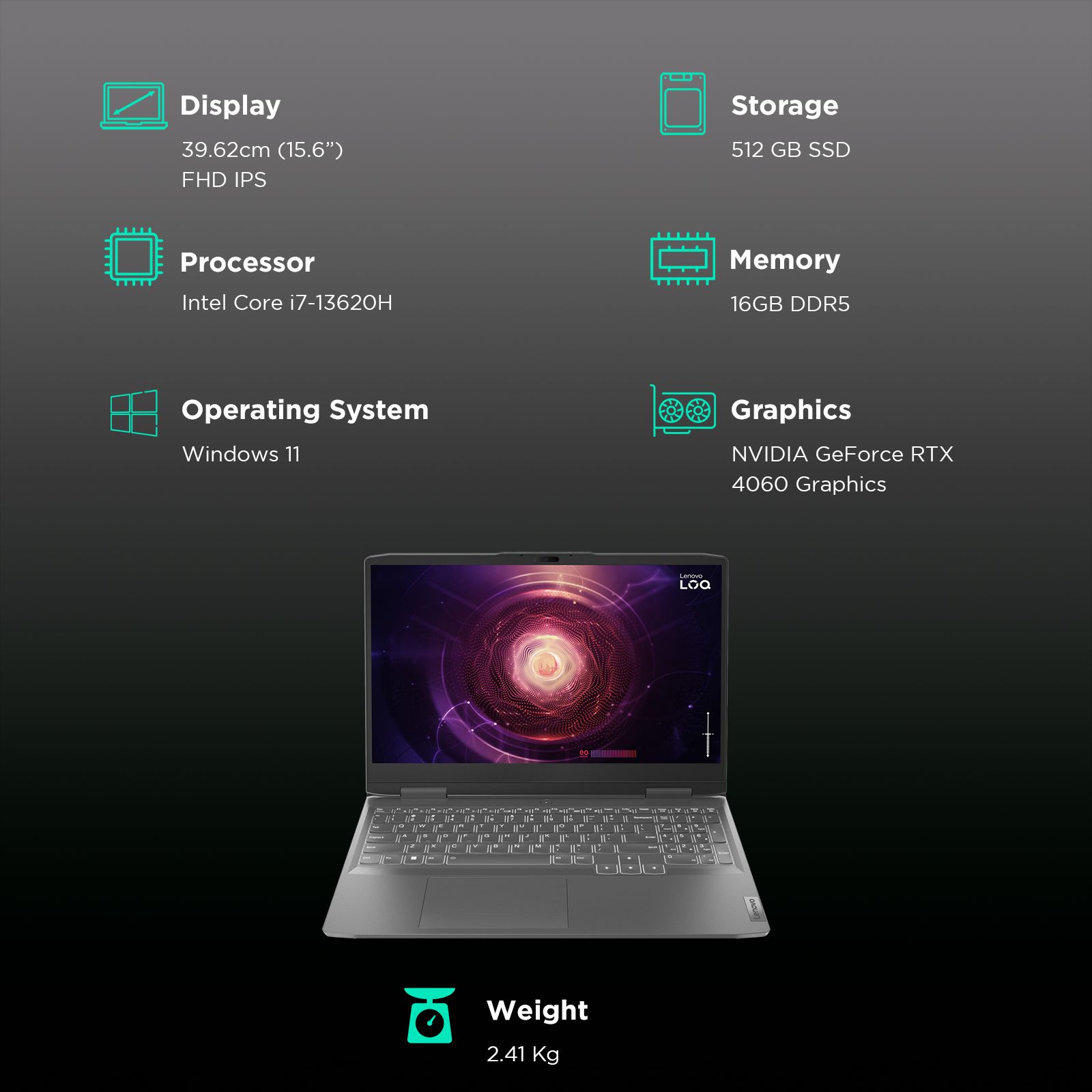 Lenovo LOQ 15IRH8 Intel Core i7 13th Gen Gaming Laptop (16GB, 512GB, Windows 11 Home, 8GB, 15.6 inch 144 Hz Full HD IPS Display,NVIDIA GeForce RTX 4060, MS Office Home & Student 2021, Storm Grey, 2.4 KG) Lenovo LOQ 15IRH8 Intel Core i7 13th Gen Gaming Laptop (16GB, 512GB, Windows 11 Home, 8GB, 15.6 inch 144 Hz Full HD IPS Display,NVIDIA GeForce RTX 4060, MS Office Home & Student 2021, Storm Grey, 2.4 KG)_3