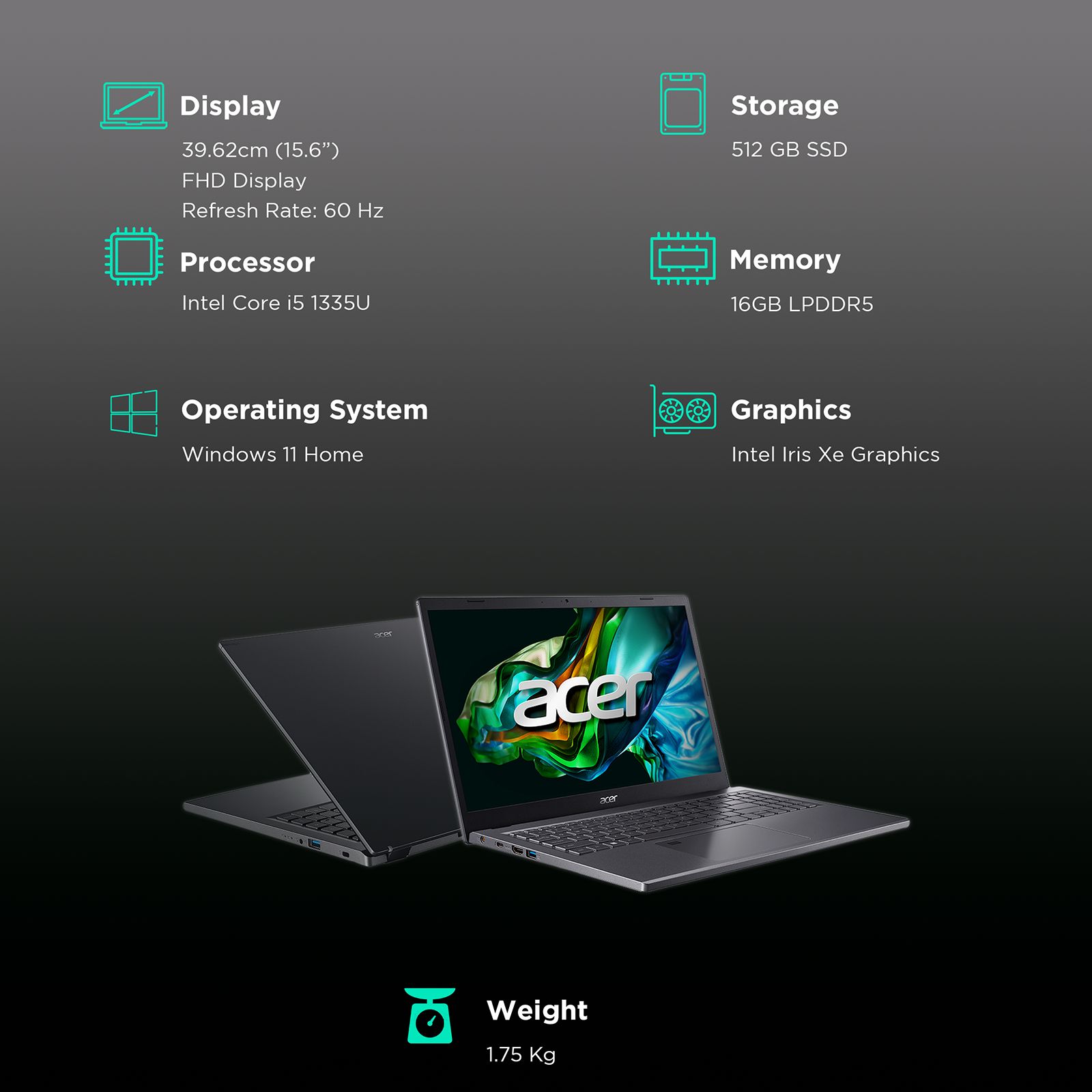 acer Aspire 5 Intel Core i5 13th Gen Thin and Light Laptop (16GB, 512GB SSD, Windows 11 Home, 15.6 inch Full HD IPS Display, MS Office 2021, Steel Gray, 1.75 KG) acer Aspire 5 Intel Core i5 13th Gen Thin and Light Laptop (16GB, 512GB SSD, Windows 11 Home, 15.6 inch Full HD IPS Display, MS Office 2021, Steel Gray, 1.75 KG)_3
