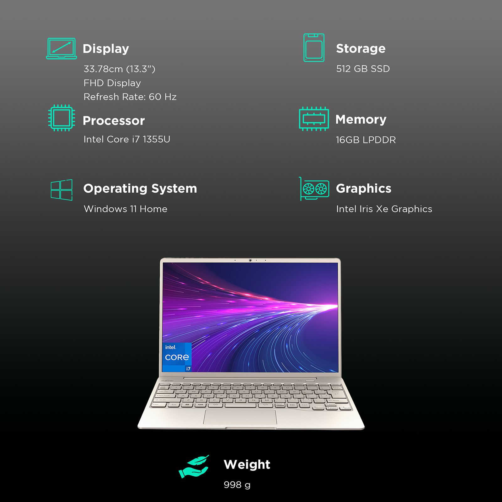 FUJITSU CH Intel Core i7 13th Gen (13.27 inch, 16GB, 512GB, Windows, MS Office 2021, Intel Iris Xe, Full HD Display, Beige, 4ZR1L82434) FUJITSU CH Intel Core i7 13th Gen (13.27 inch, 16GB, 512GB, Windows, MS Office 2021, Intel Iris Xe, Full HD Display, Beige, 4ZR1L82434)_3