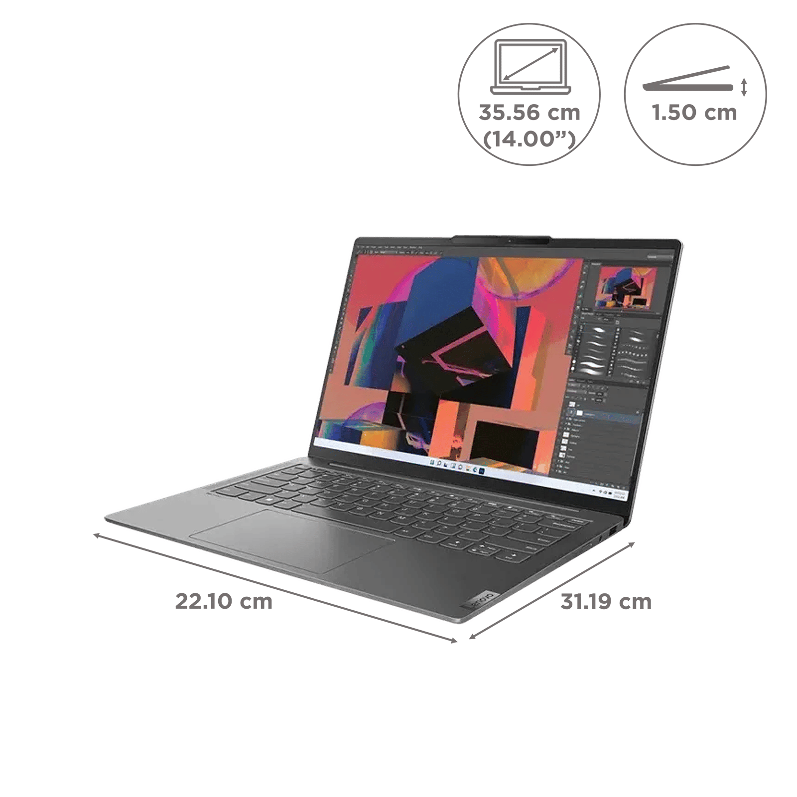 Lenovo Yoga Slim 6 14IRH8 Intel Core i7 13th Gen (14 inch, 16GB, 1TB, Windows, MS Office 2021, Intel Iris Xe, OLED Display, Metallic Grey, 83E00014IN)_2