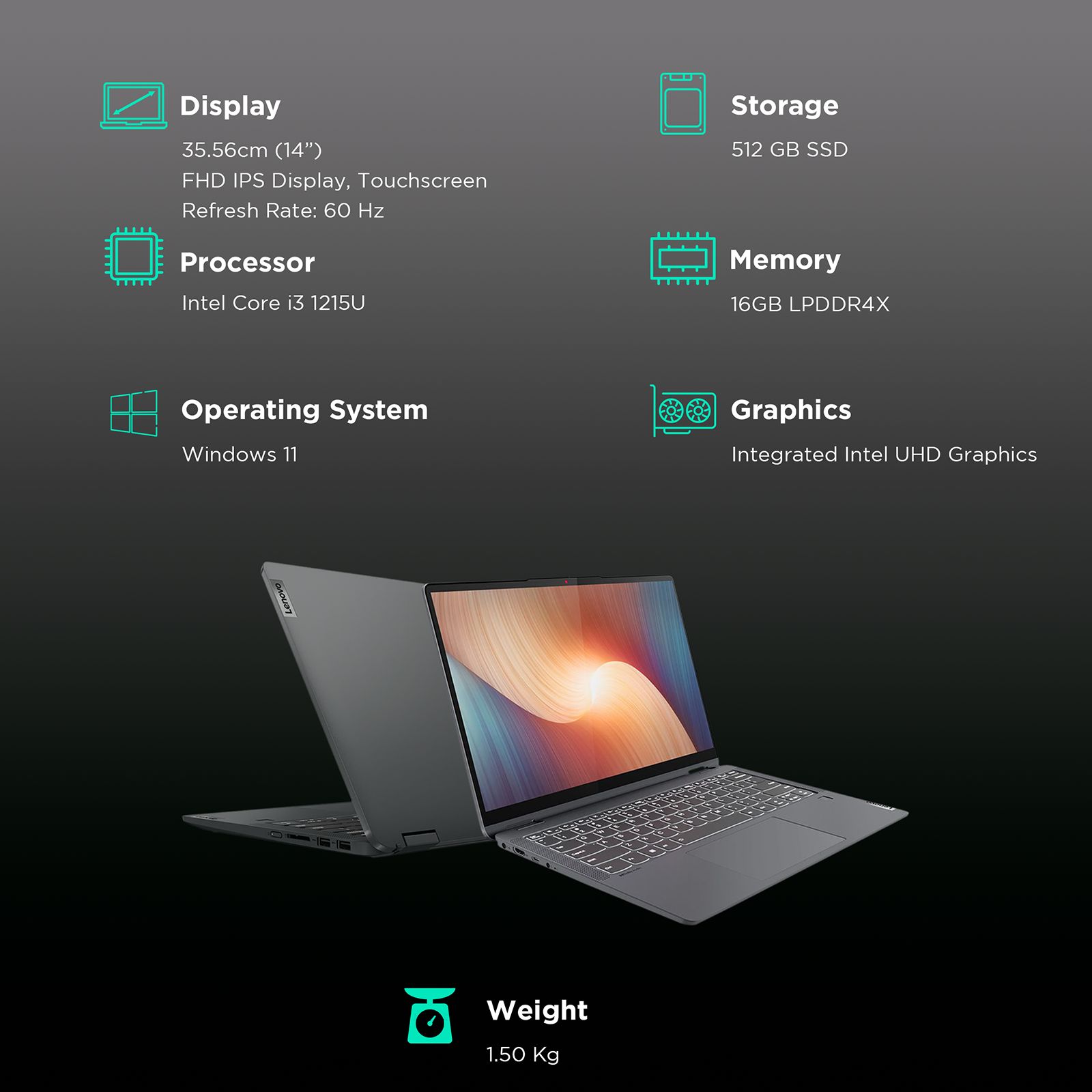 Lenovo IdeaPad Flex 5 14IAU7 Intel Core i3 12th Gen (14 inch, 8GB, 512GB, Windows 11 Home, MS Office 2021, Intel UHD, WUXGA IPS Display, Storm Grey, 82R700KHIN) Lenovo IdeaPad Flex 5 14IAU7 Intel Core i3 12th Gen (14 inch, 8GB, 512GB, Windows 11 Home, MS Office 2021, Intel UHD, WUXGA IPS Display, Storm Grey, 82R700KHIN)_3
