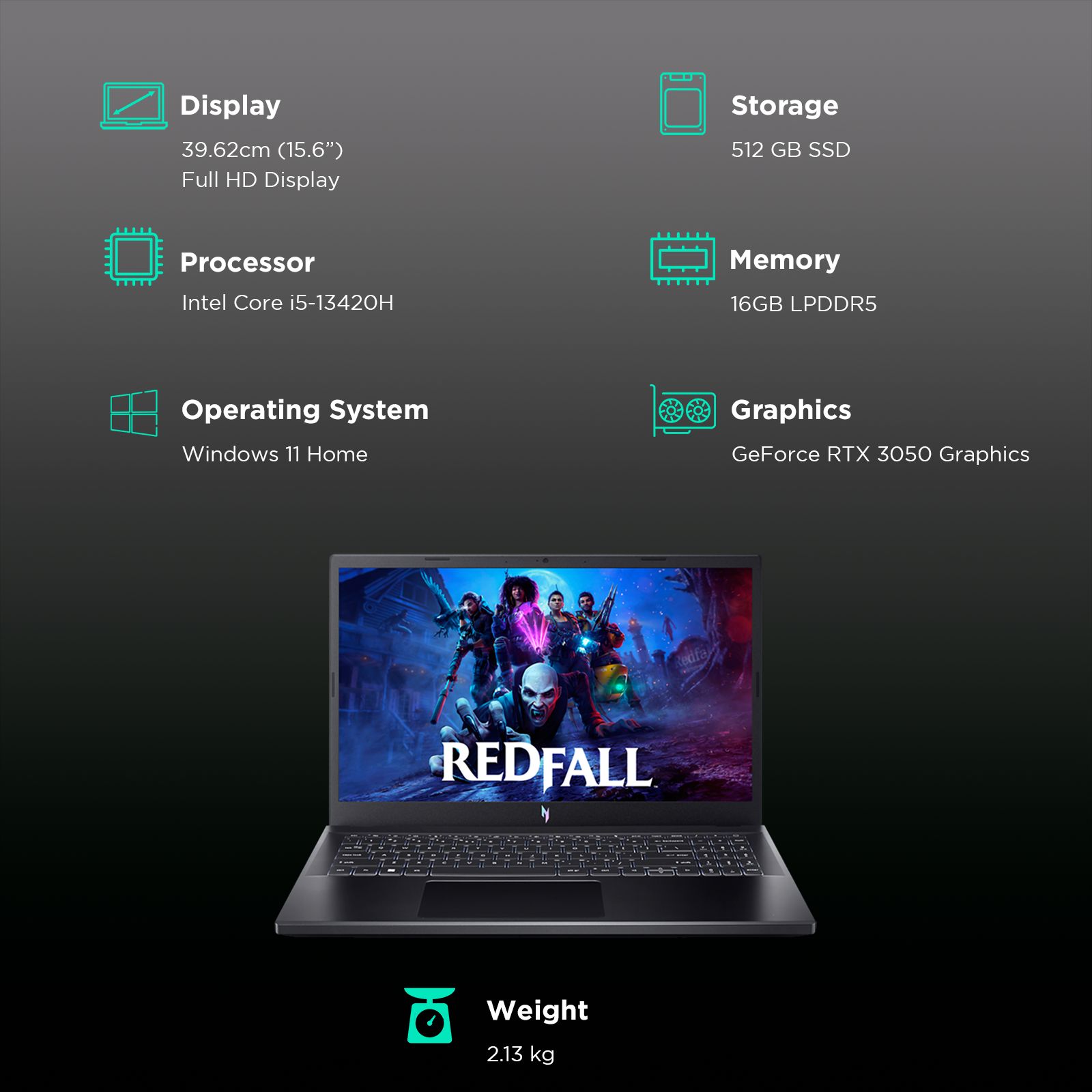 acer Nitro 5 Intel Core i5 13th Gen (15.6 inch, 16GB, 512GB, Windows 11 Home, MS Office 2021, NVIDIA GeForce RTX 3050, FHD Display, Black, ANV15-51) acer Nitro 5 Intel Core i5 13th Gen (15.6 inch, 16GB, 512GB, Windows 11 Home, MS Office 2021, NVIDIA GeForce RTX 3050, FHD Display, Black, ANV15-51)_3