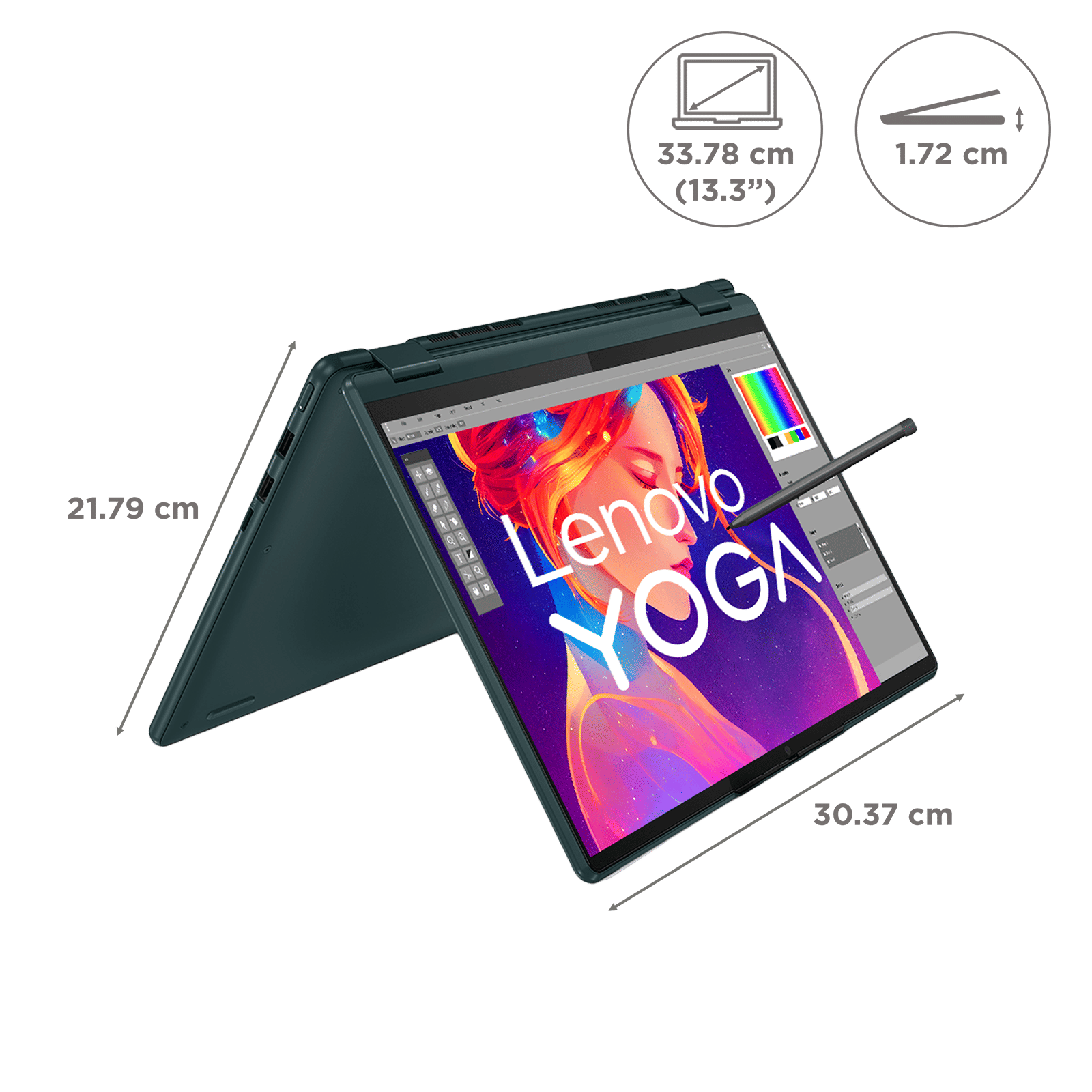 Lenovo IdeaPad Yoga 6 13ABR8 AMD Ryzen 7 (13.3 inch, 16GB, 1TB, Windows 11 Home, MS Office 2021, AMD Radeon, IPS Display, Dark Teal, 83B2007VIN) Lenovo IdeaPad Yoga 6 13ABR8 AMD Ryzen 7 (13.3 inch, 16GB, 1TB, Windows 11 Home, MS Office 2021, AMD Radeon, IPS Display, Dark Teal, 83B2007VIN)_2