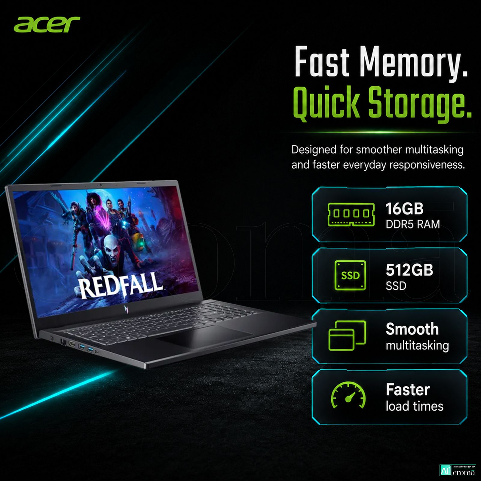 acer Nitro 5 Intel Core i5 13th Gen Gaming Laptop (16GB, 512GB, Windows 11 Home, 6GB Graphics, 15.6 inch 144 Hz FHD IPS Display, NVIDIA GeForce RTX 4050, MS Office 2021, Obsidian Black, 2.13 KG) acer Nitro 5 Intel Core i5 13th Gen Gaming Laptop (16GB, 512GB, Windows 11 Home, 6GB Graphics, 15.6 inch 144 Hz FHD IPS Display, NVIDIA GeForce RTX 4050, MS Office 2021, Obsidian Black, 2.13 KG)_4