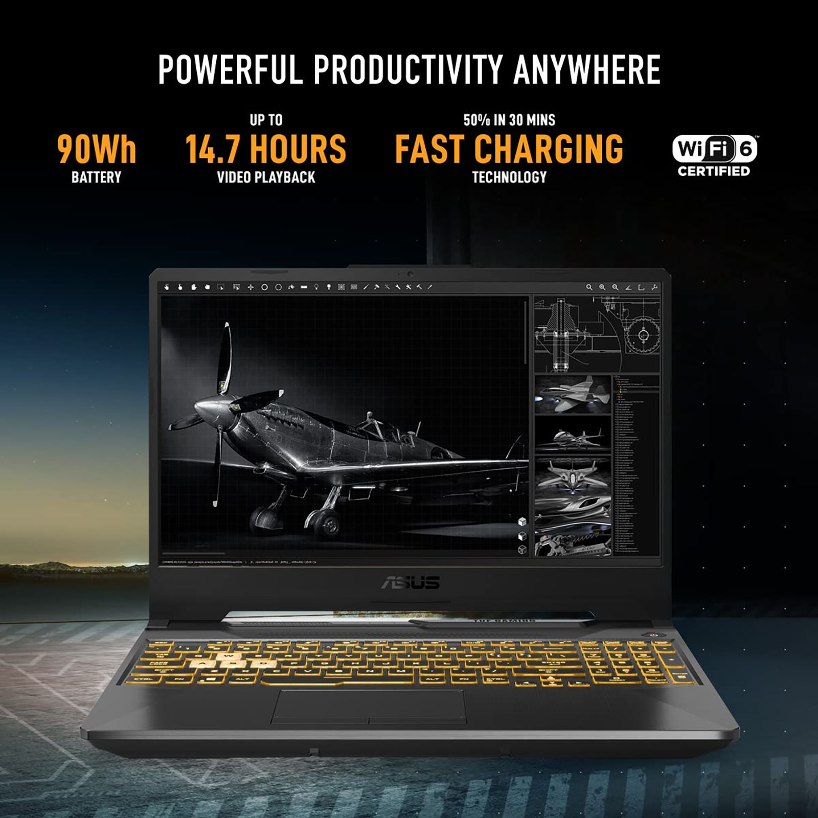 ASUS TUF Gaming Intel Core i5 11th Gen Gaming Laptop (8GB, 512GB SSD, Windows 11 Home, 4GB Graphics, 15.6 inch 144 Hz Full HD IPS Display, NVIDIA GeForce RTX 3050, MS Office 2019, Graphite Black, 2.3 KG)_12