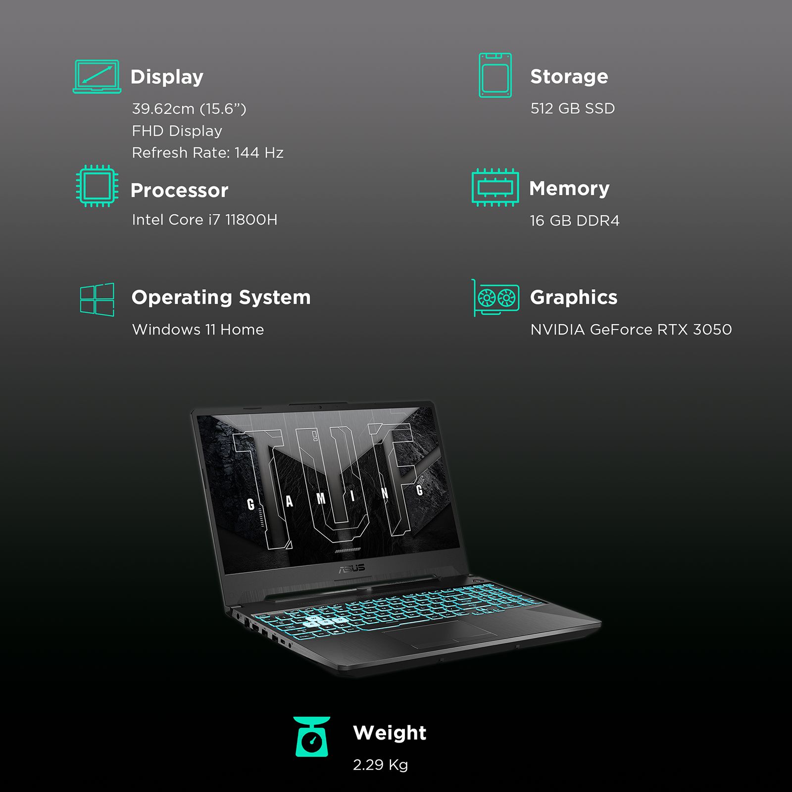 ASUS TUF Gaming F15 Intel Core i7 11th Gen Gaming Laptop (16GB, 512GB SSD, Windows 11 Home, 4GB Graphics, 15.6 inch 144 Hz Full HD IPS Display, NVIDIA GeForce RTX 3050 Ti, Graphite Black, 2.3 KG) ASUS TUF Gaming F15 Intel Core i7 11th Gen Gaming Laptop (16GB, 512GB SSD, Windows 11 Home, 4GB Graphics, 15.6 inch 144 Hz Full HD IPS Display, NVIDIA GeForce RTX 3050 Ti, Graphite Black, 2.3 KG)_3